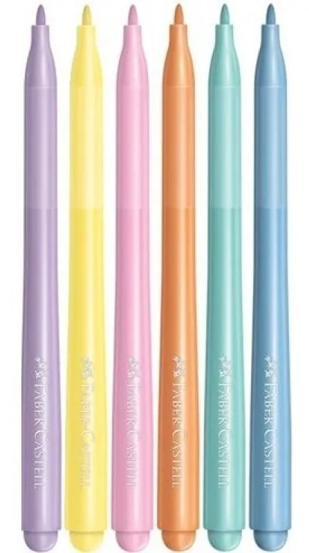 Caneta Hidrocor Faber Castell 06X1 Vai e Vem Tons Pastel