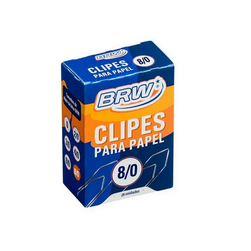 Clips Metálico Galvanizado 8/0 BRW - Caixa com 25 Unidades - CL2580