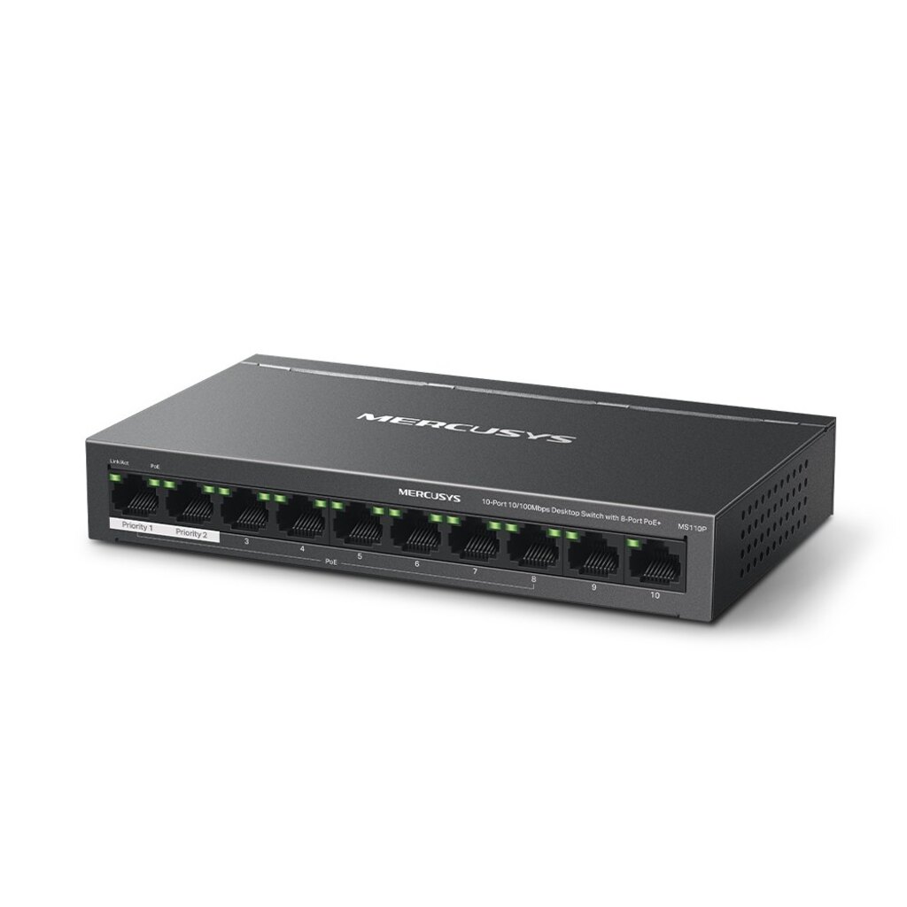Switch PoE+ Mercusys MS110P 10 Portas 10/100 Mbps