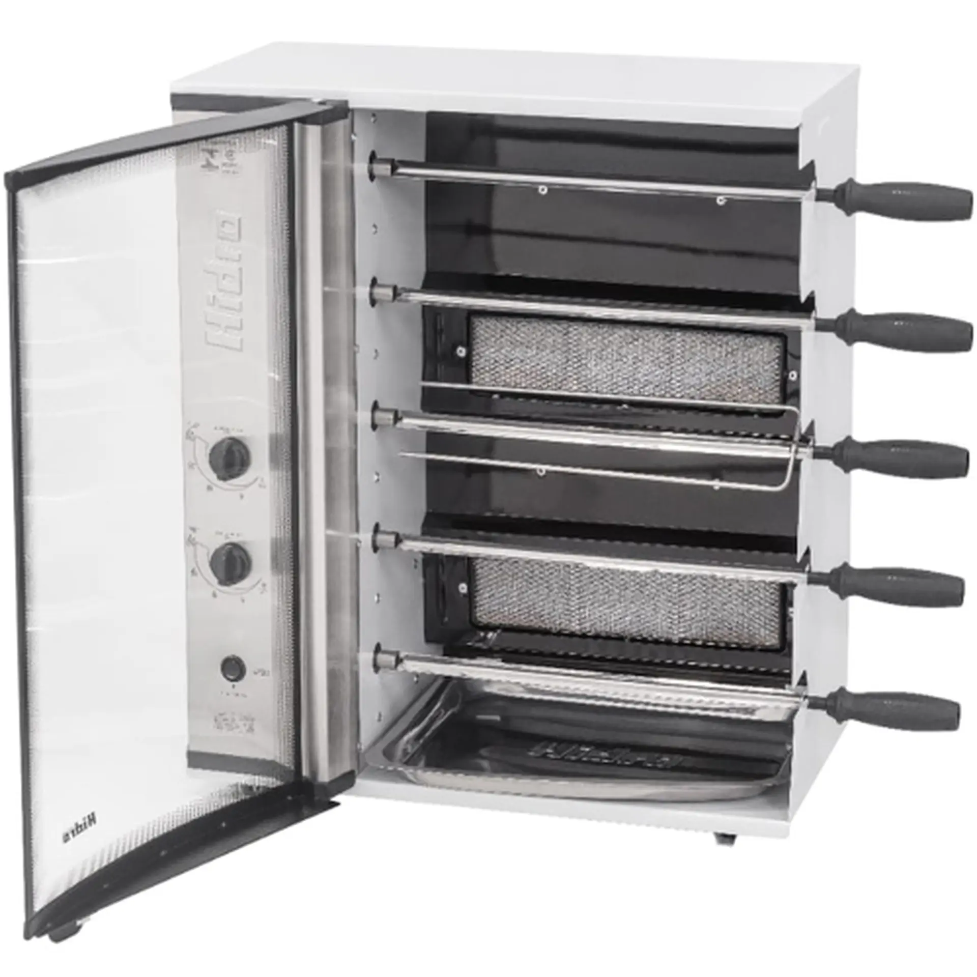 Churrasqueira à Gás Hidro 5 Espetos em Aço Carbono Rotativo - Branco - Bivolt