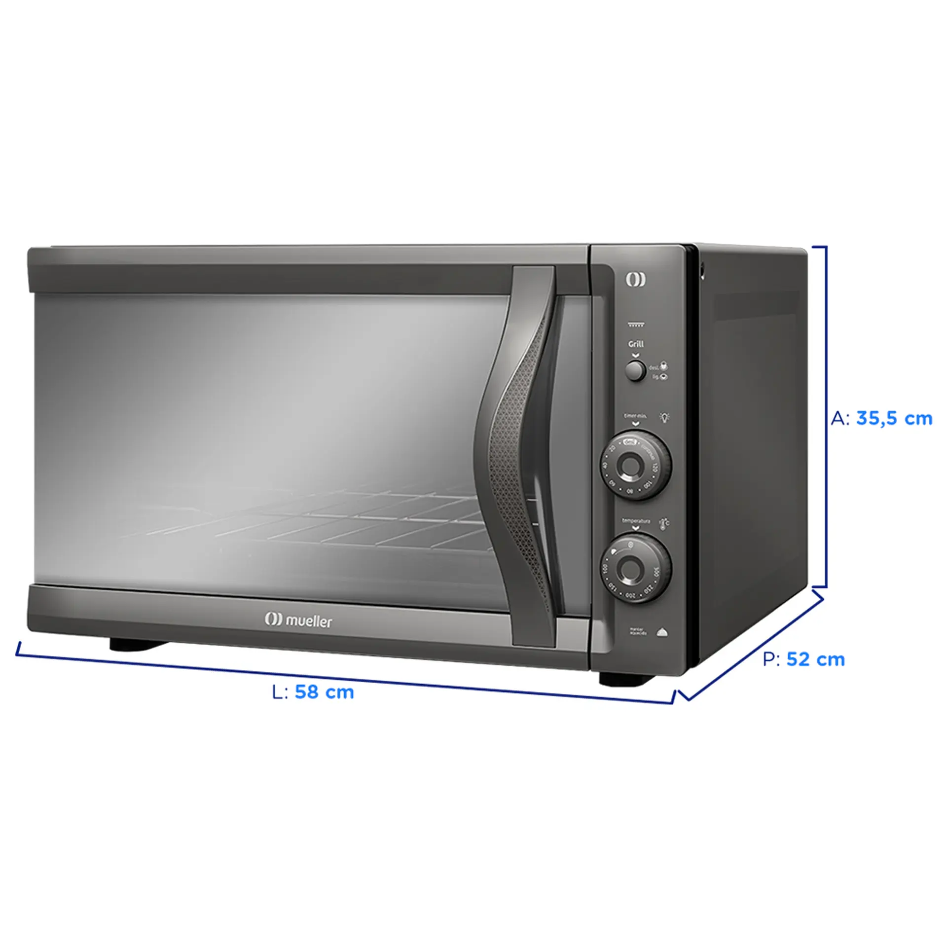 Forno Elétrico de Bancada Mueller 50L Gril Espelhado MFB50F - Espelhado - 110 Volts