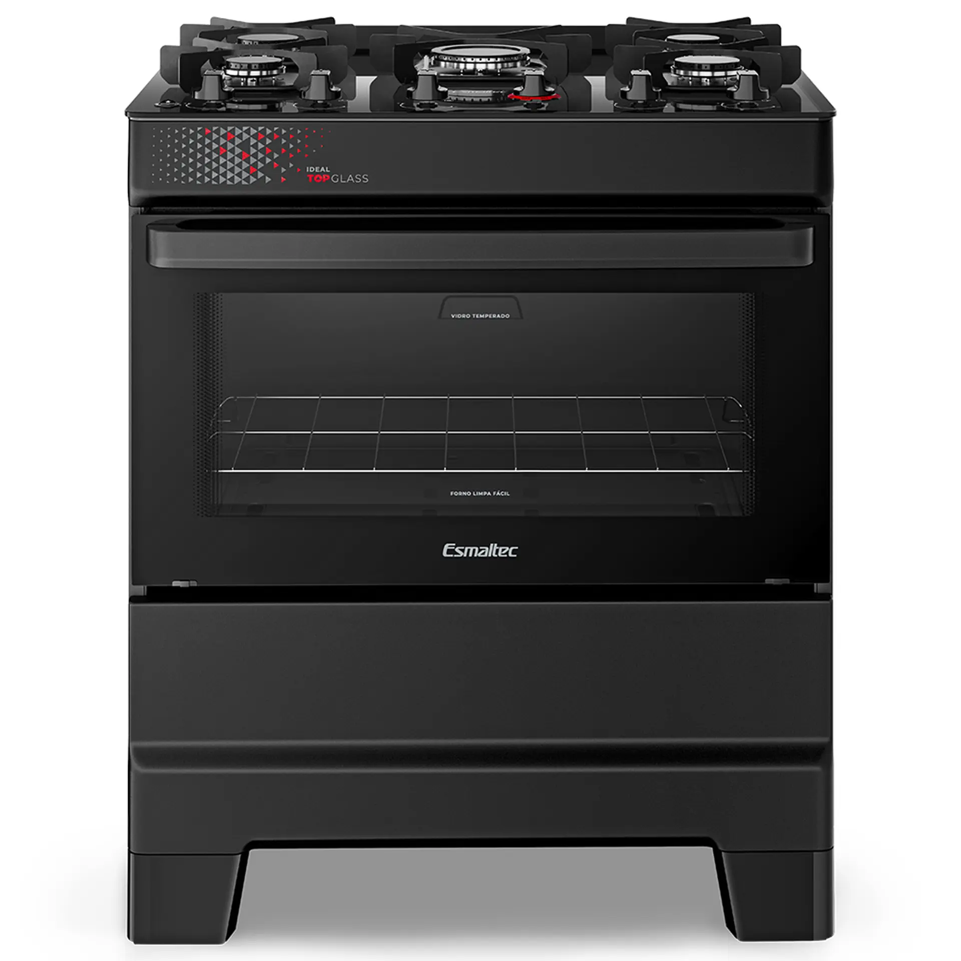 Fogão Esmaltec Ideal Top 5 Bocas Automático Mesa de Vidro - Preto - Bivolt