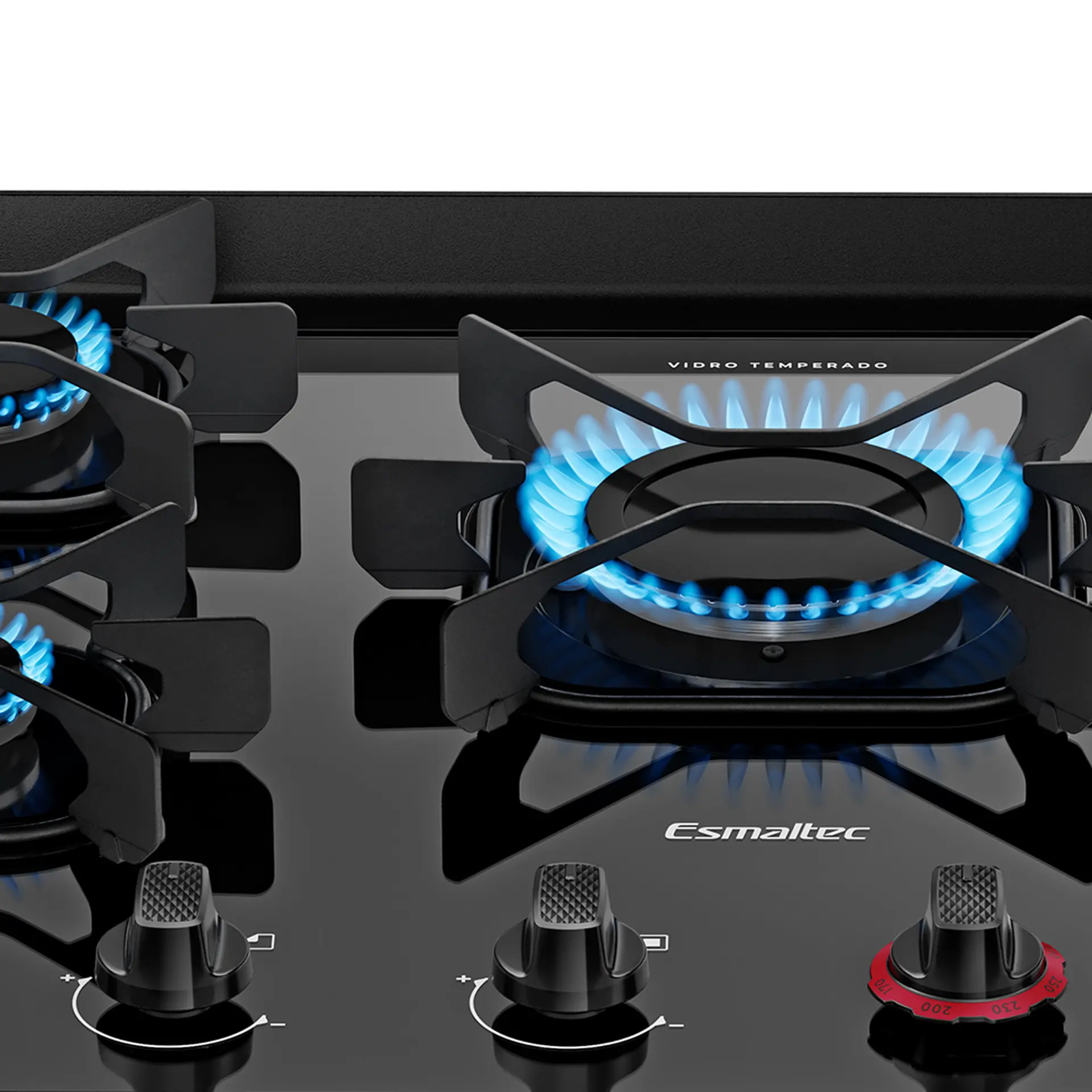 Fogão Esmaltec Ideal Top 5 Bocas Automático Mesa de Vidro - Preto - Bivolt