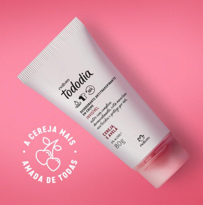Natura Desodorante Antitranspirante Creme Tododia Cereja e Avelã Invisível 80g
