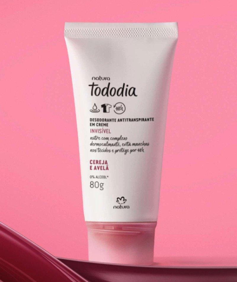 Natura Desodorante Antitranspirante Creme Tododia Cereja e Avelã Invisível 80g