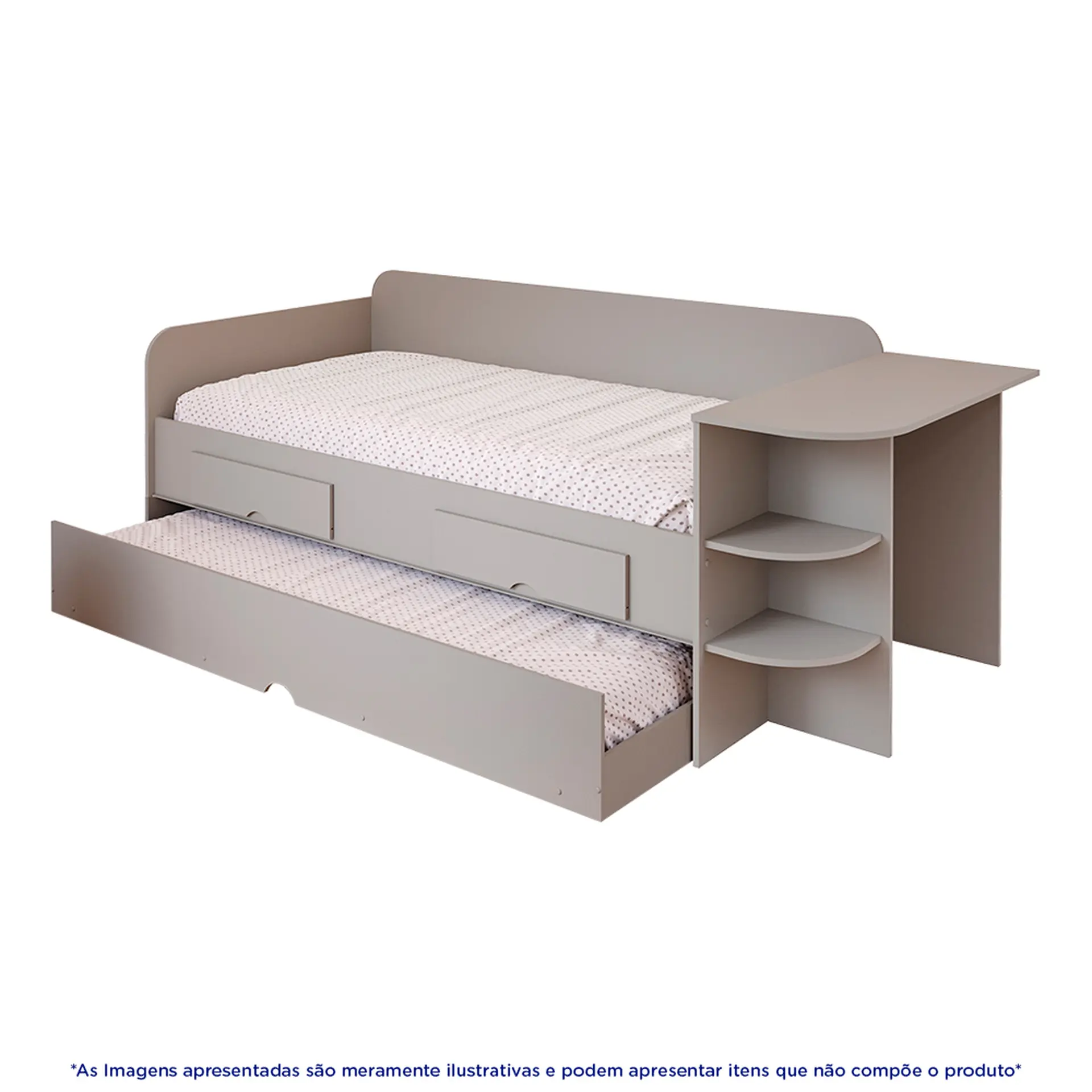 Sofá Cama Cimol Bibox Helena MDF com Escrivaninha - Fendi