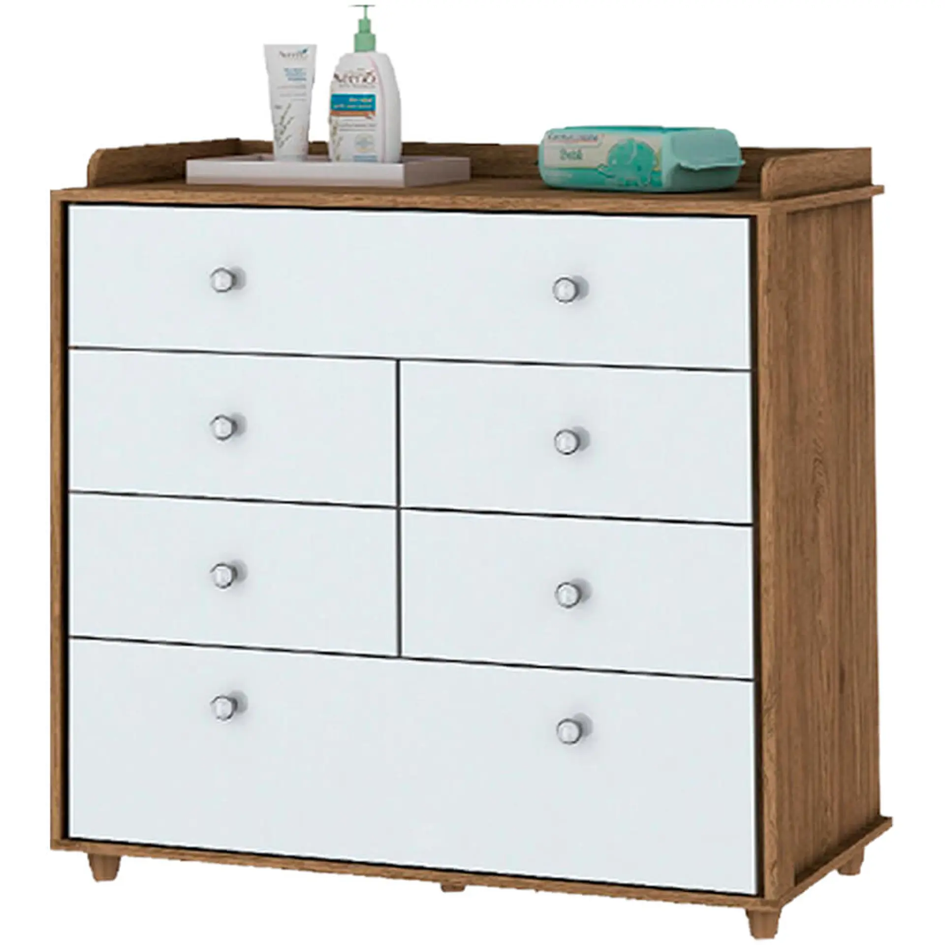 Quarto de Bebê Completo Berço Cômoda + Guarda-Roupa Pão de Mel Henn - Rustico/Branco