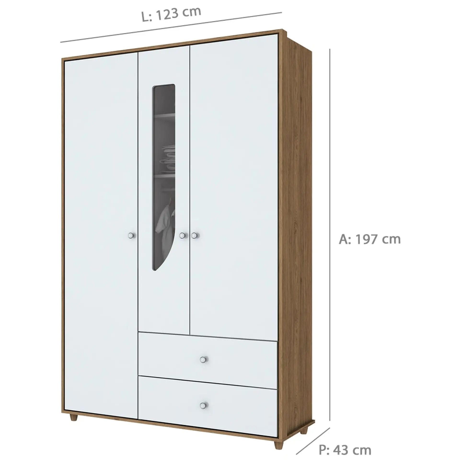 Quarto de Bebê Completo Berço Cômoda + Guarda-Roupa Pão de Mel Henn - Rustico/Branco