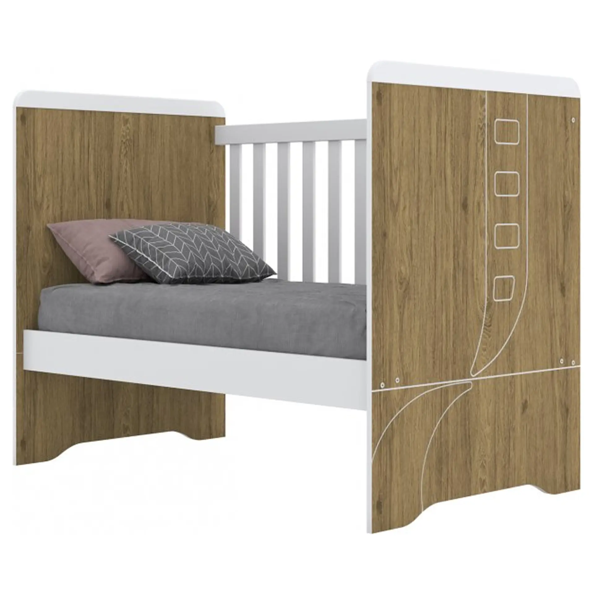 Quarto de Bebê Completo Berço Cômoda + Guarda-Roupa Pão de Mel Henn - Rustico/Branco