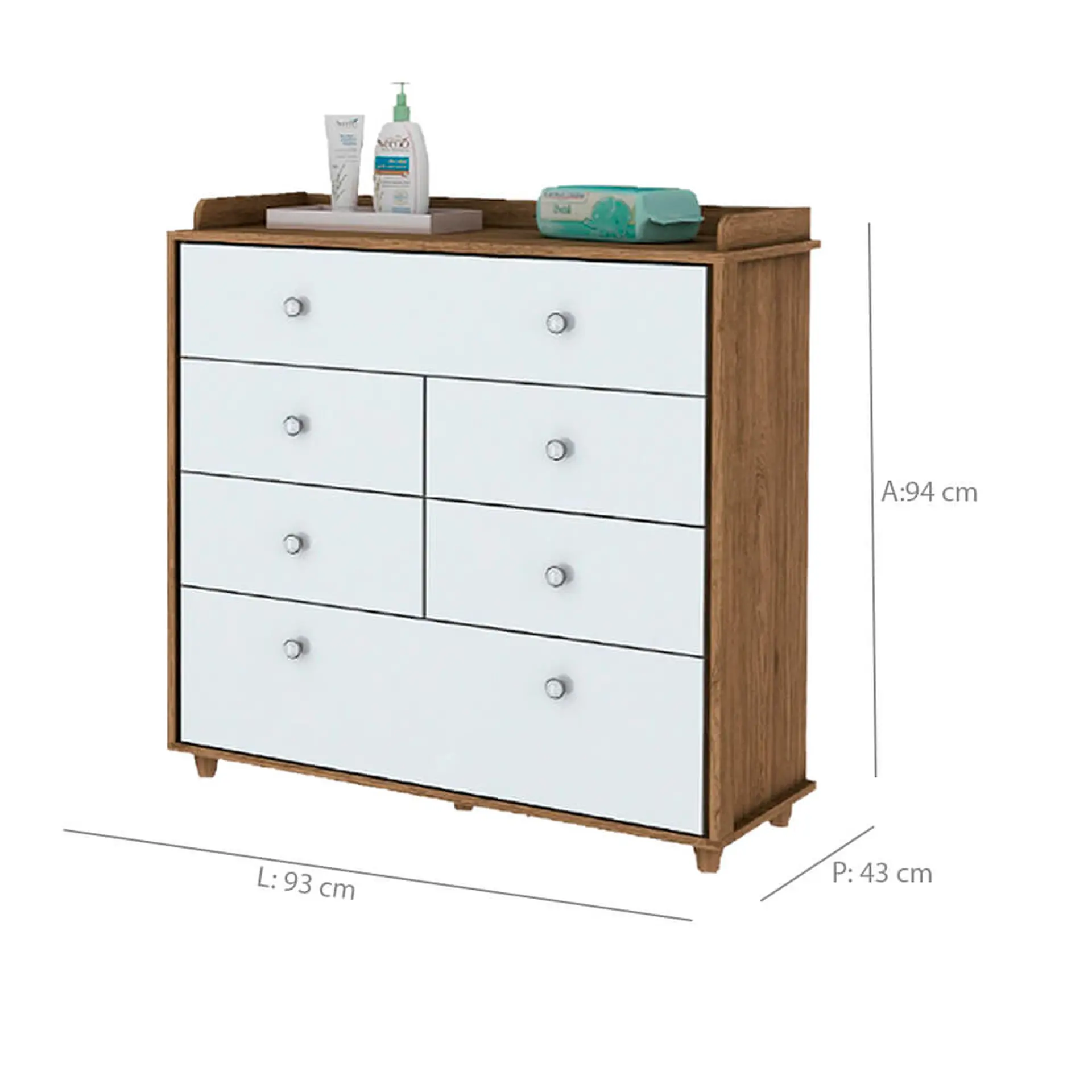 Quarto de Bebê Completo Berço Cômoda + Guarda-Roupa Pão de Mel Henn - Rustico/Branco