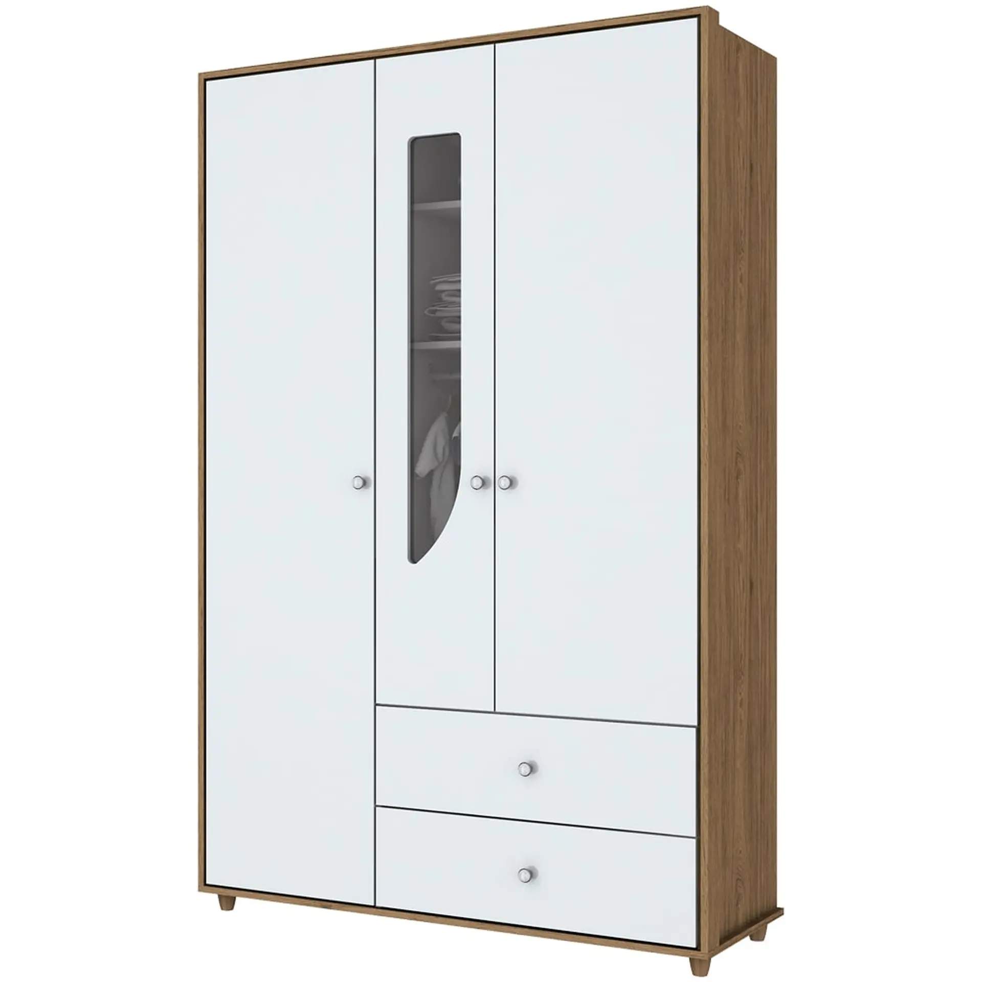 Quarto de Bebê Completo Berço Cômoda + Guarda-Roupa Pão de Mel Henn - Rustico/Branco