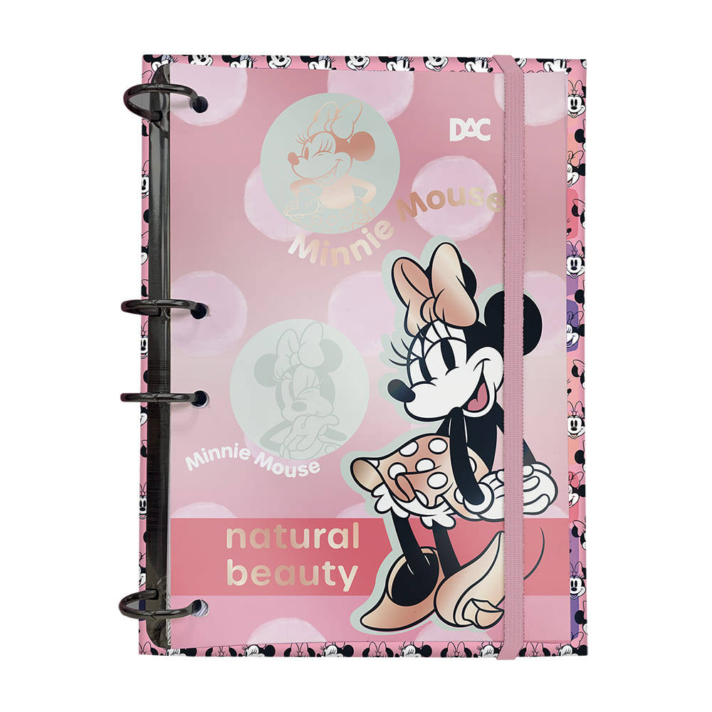 Fichário DAC Colegial Disney Minnie com Elástico sem Lombo 144 Folhas Decoradas