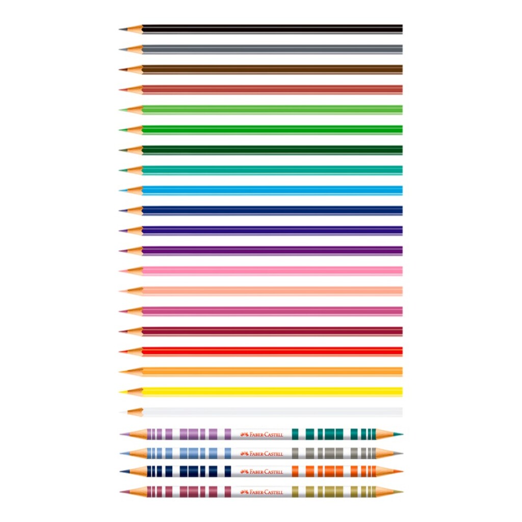 Lápis de Cor 20 Cores Sextavado + 4 Lápis Bicolor - Faber Castell - 120124/4B