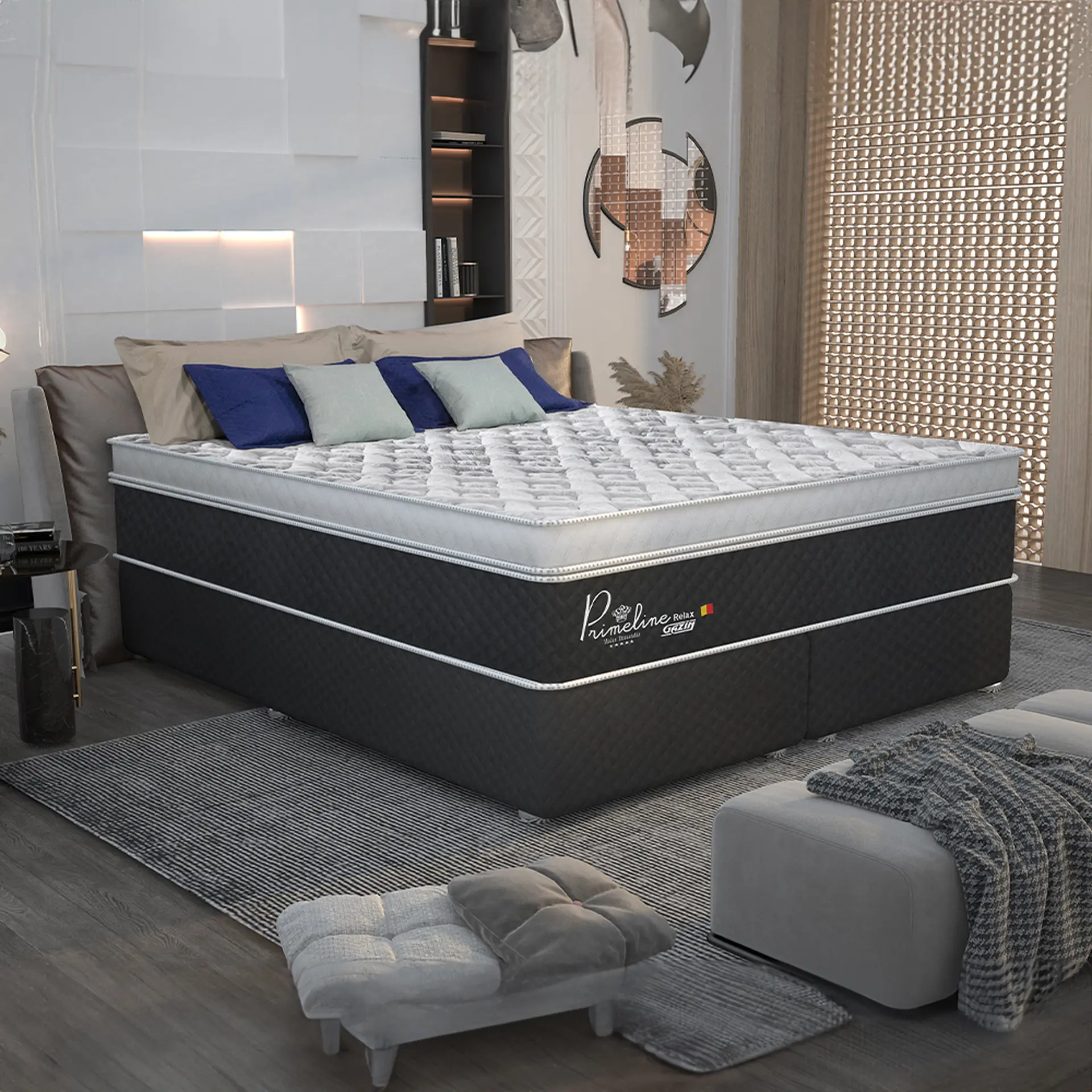 Colchão Cama Box Gazin Molas BlueWave Queen Size Primeline Relax 158x198