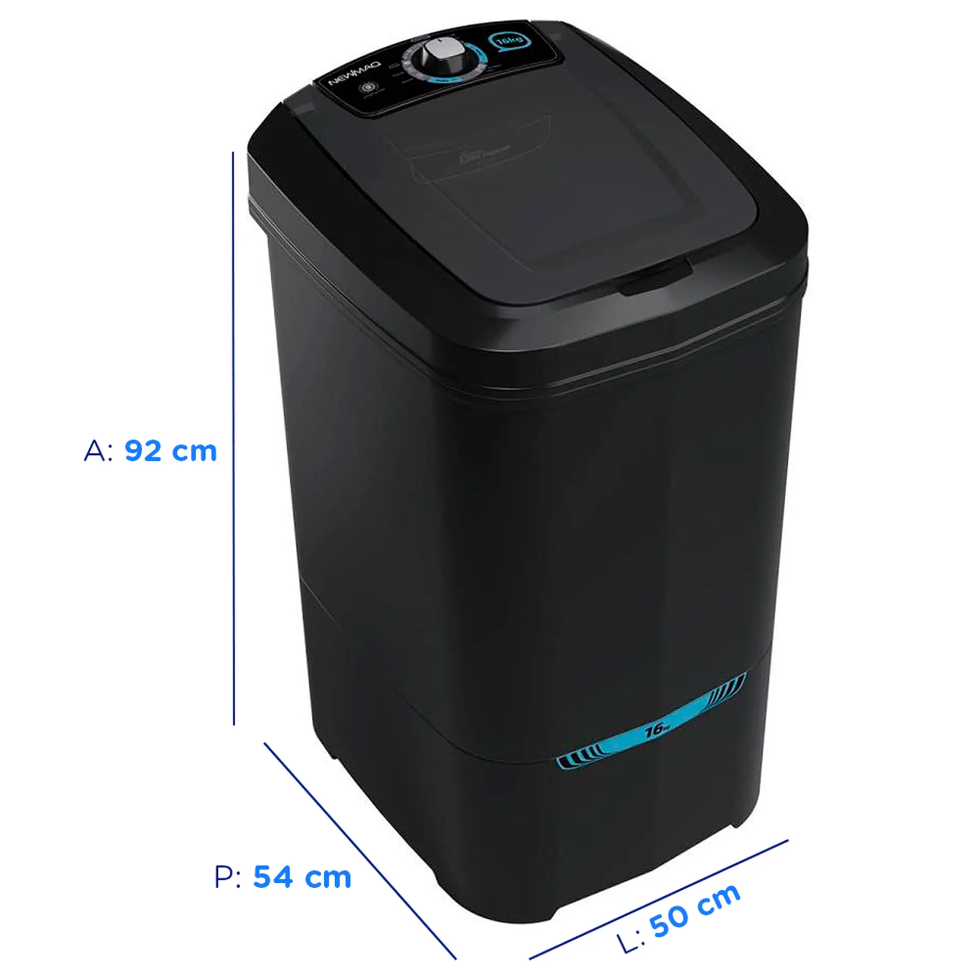 Tanquinho Newmaq 16kg Semiautomático 400W Big Batedor - Preto - 110 Volts