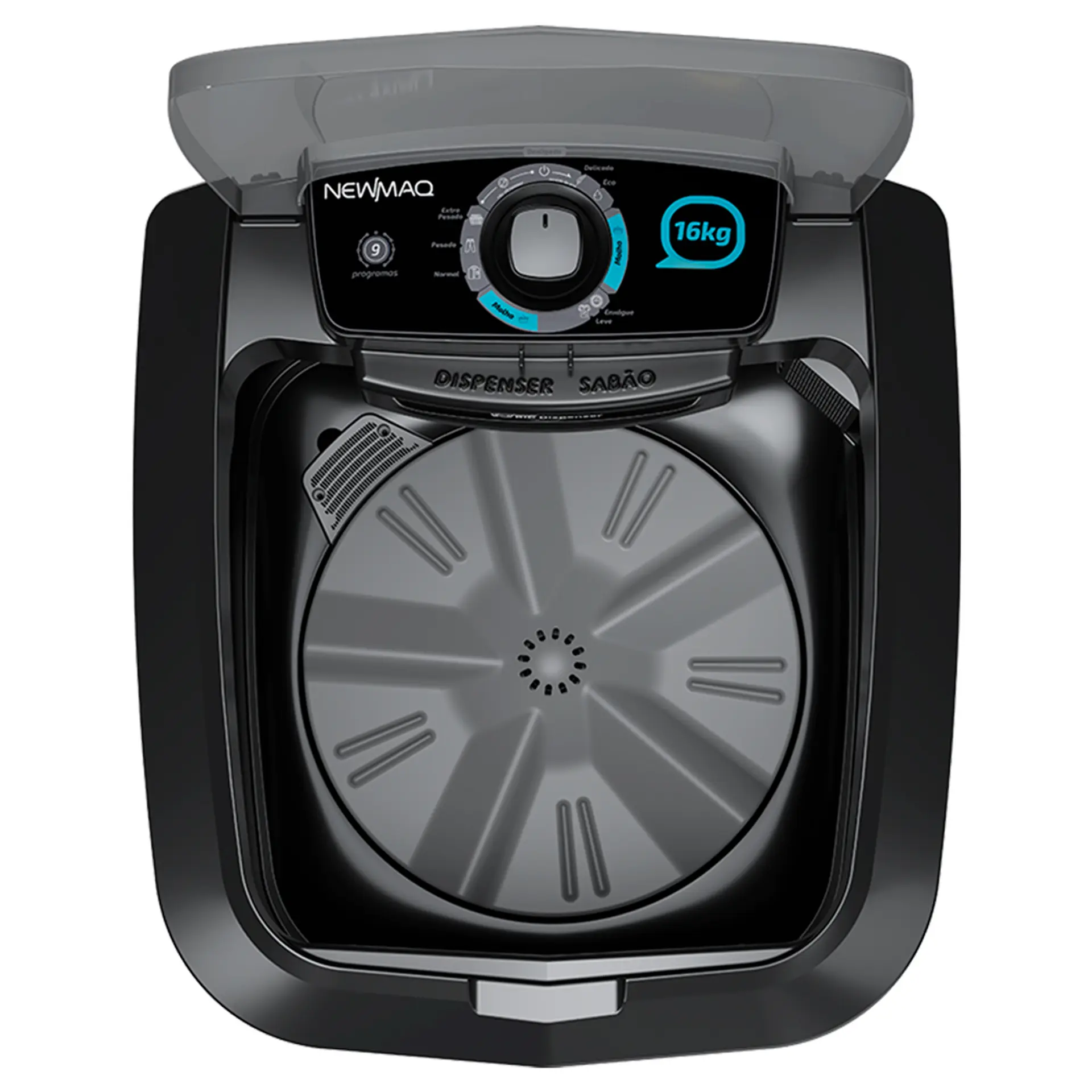 Tanquinho Newmaq 16kg Semiautomático 400W Big Batedor - Preto - 110 Volts