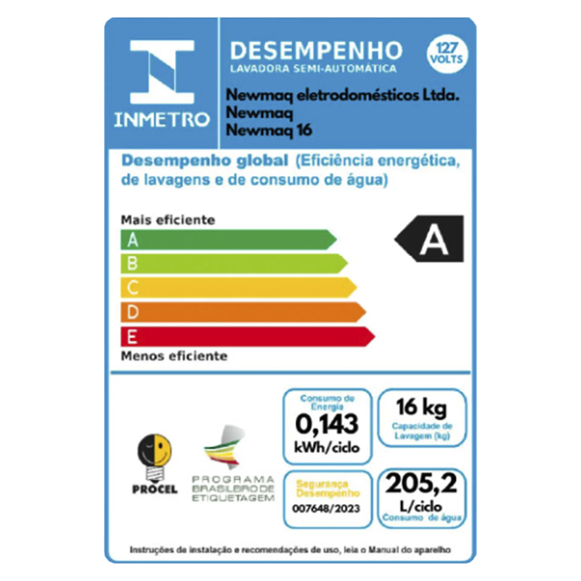 Tanquinho Newmaq 16kg Semiautomático 400W Big Batedor - Preto - 110 Volts