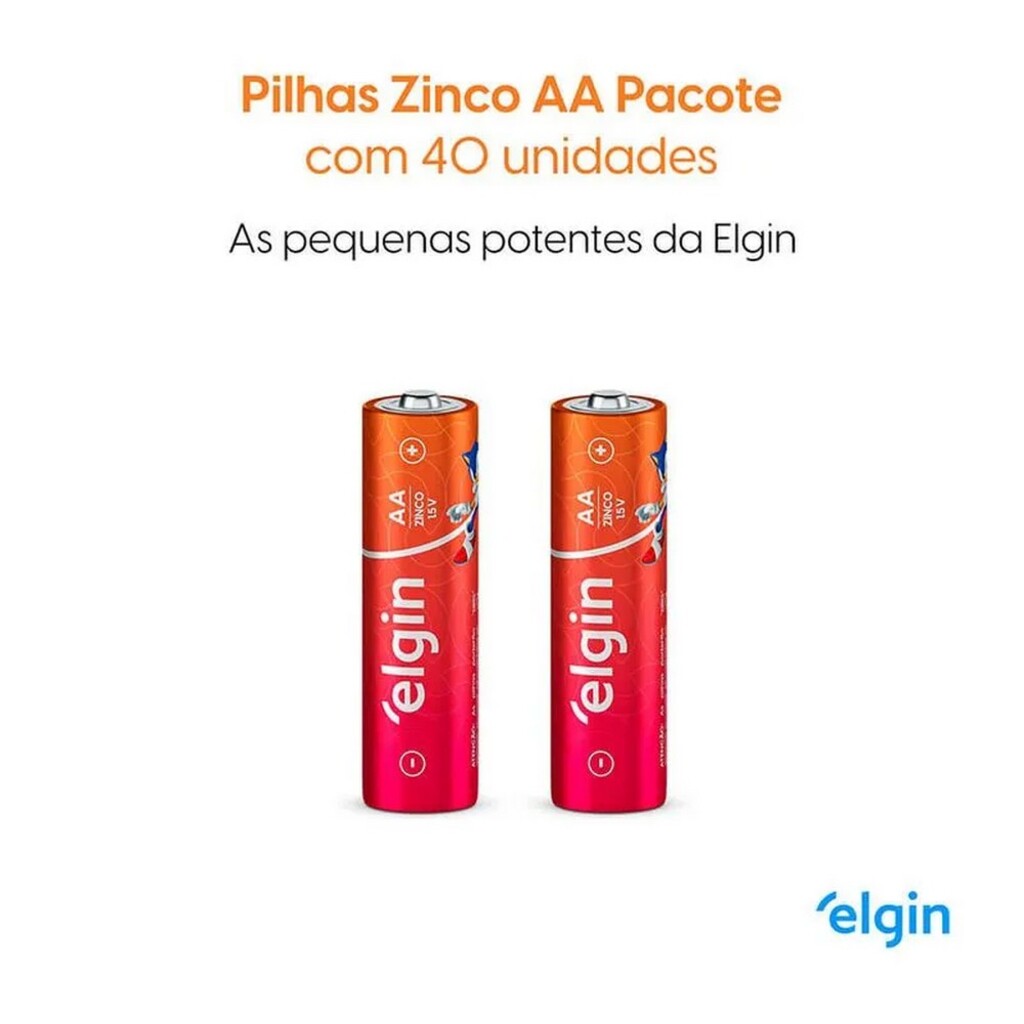 Pilha Comum AA Elgin - 82341 - Tubo com 40 Pilhas
