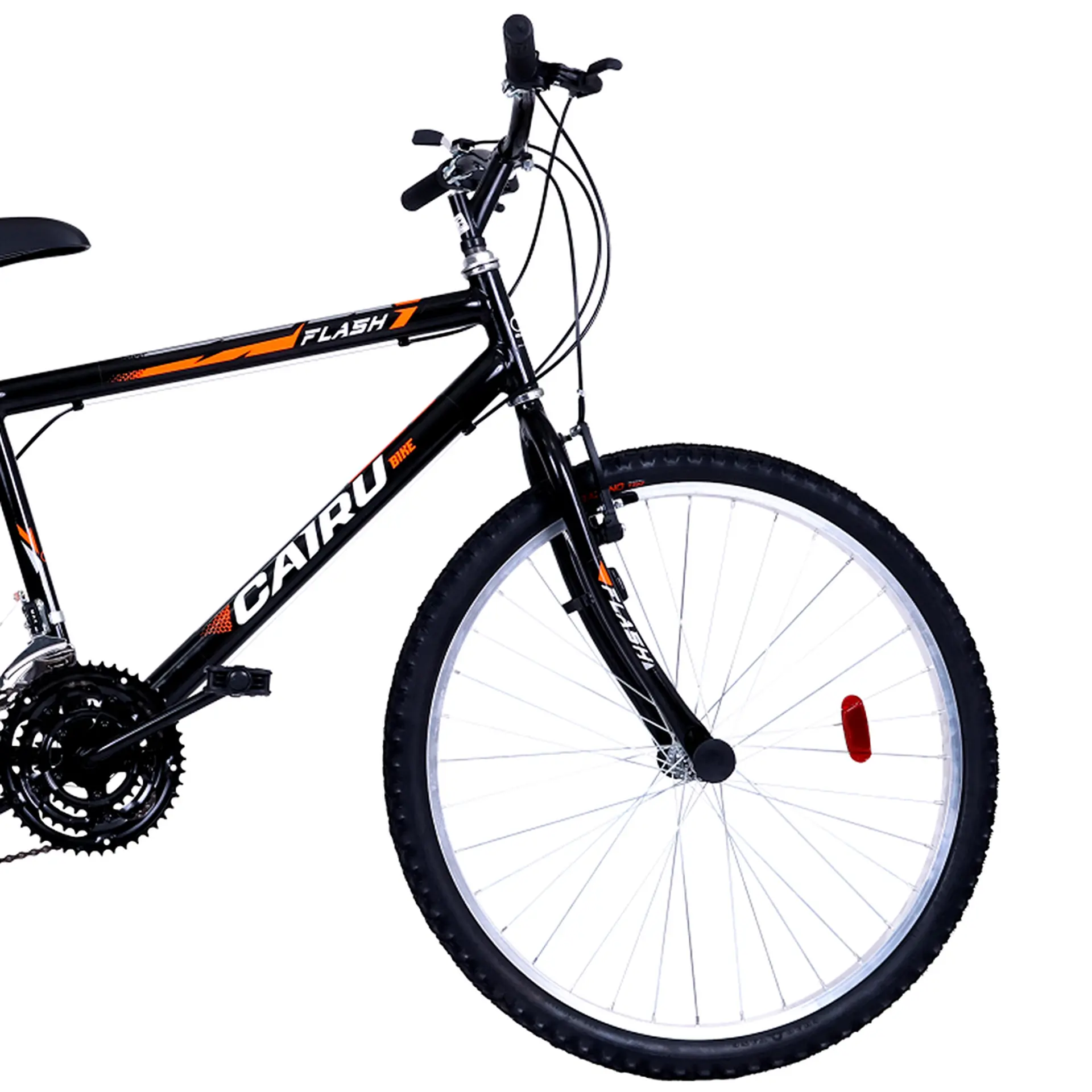 Bicicleta Aro 26 Cairu Flash 21 Marchas Freio V-Brake em Aço Carbono - Preto/Laranja