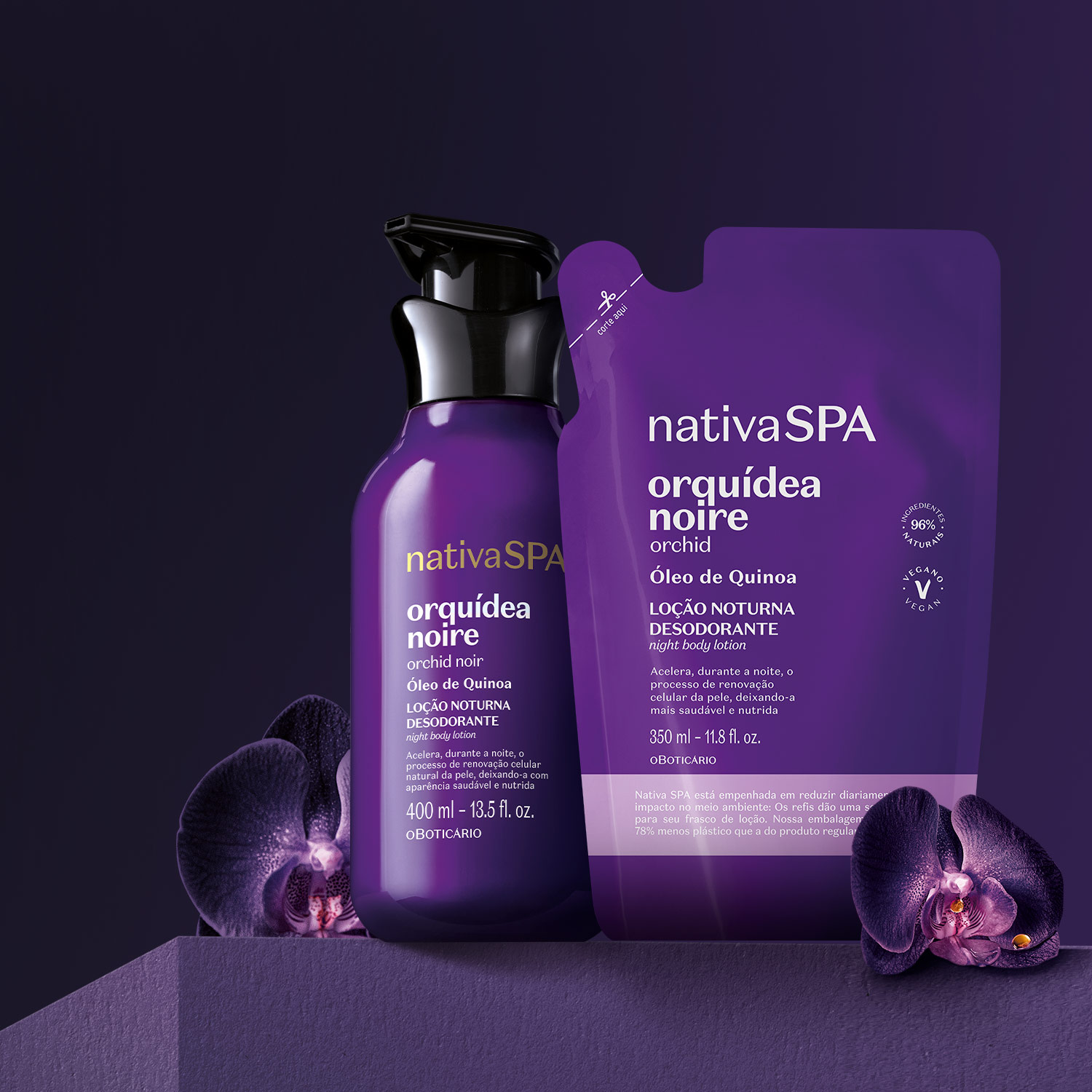 Refil Loção Noturna Desodorante Corporal Nativa SPA Orquídea Noire 350ml