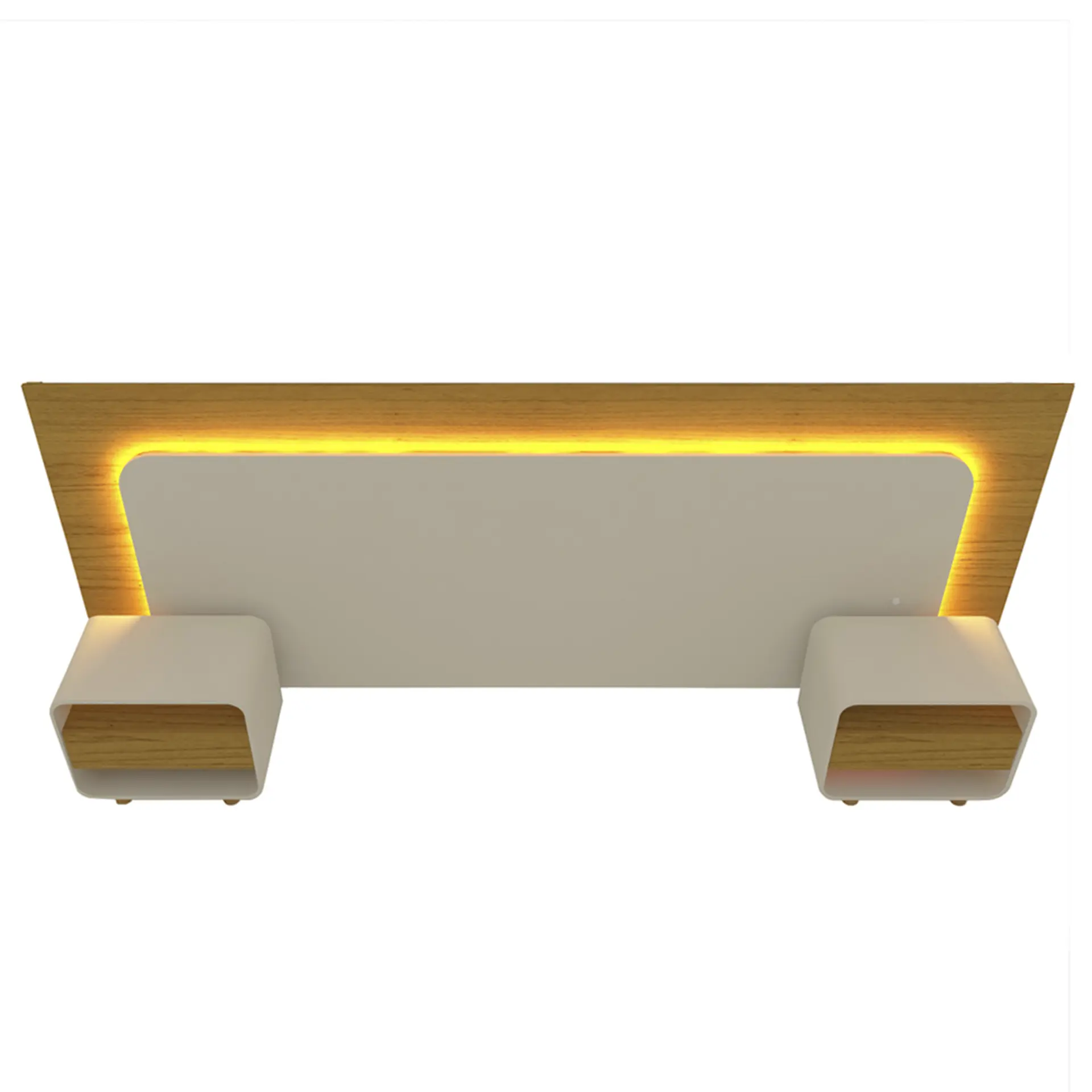 Cabeceira Casal Extensível até 195cm Com Mesa De Cabeceira Innova Gelius - Naturale/Off White