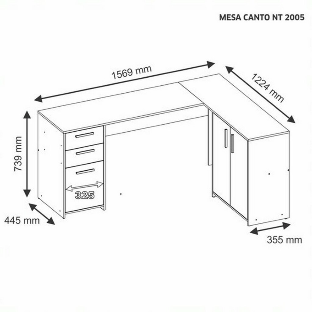 Mesa para Escritório 2 Gavetas 3 Portas Branco Notável Office NT2005/258611