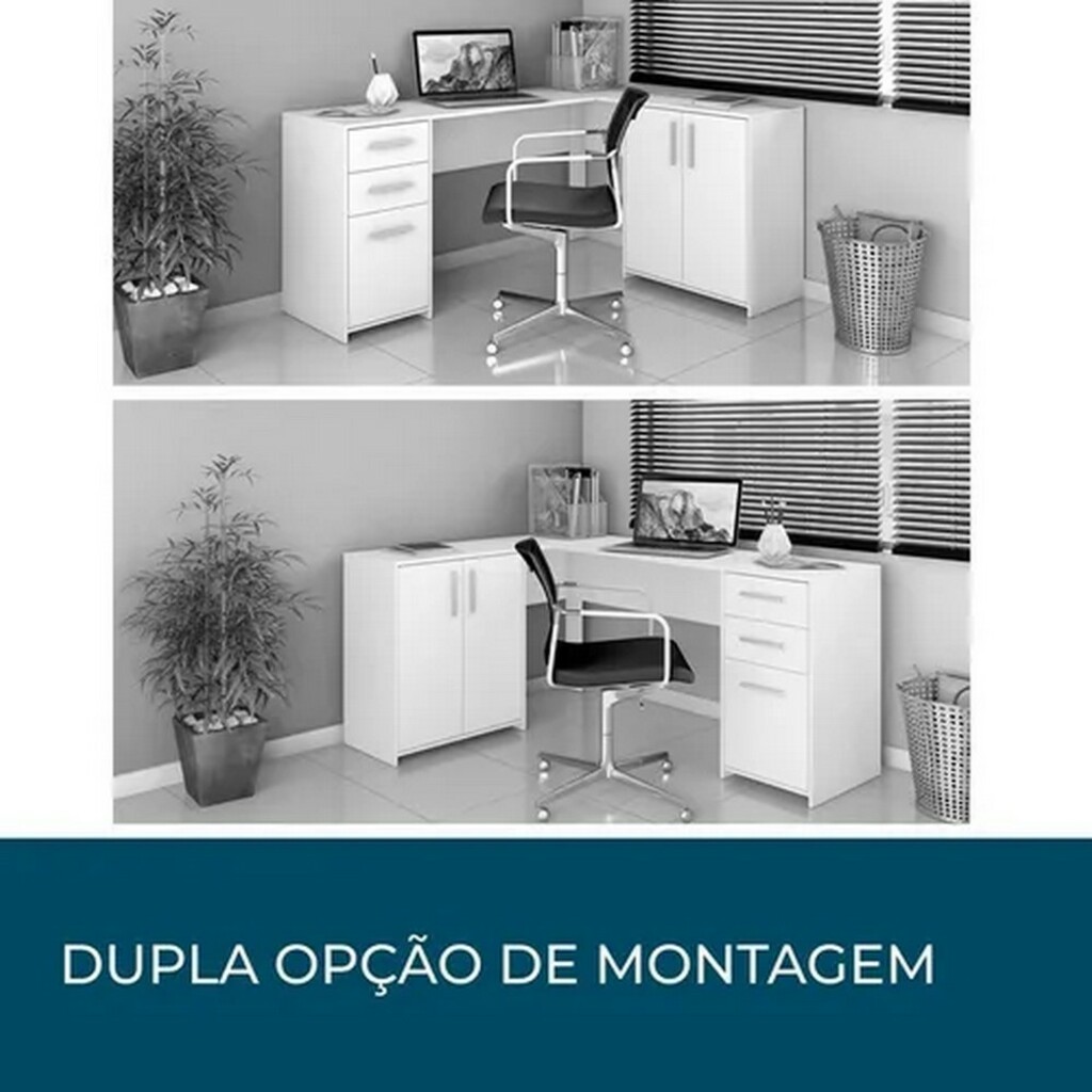 Mesa para Escritório 2 Gavetas 3 Portas Branco Notável Office NT2005/258611