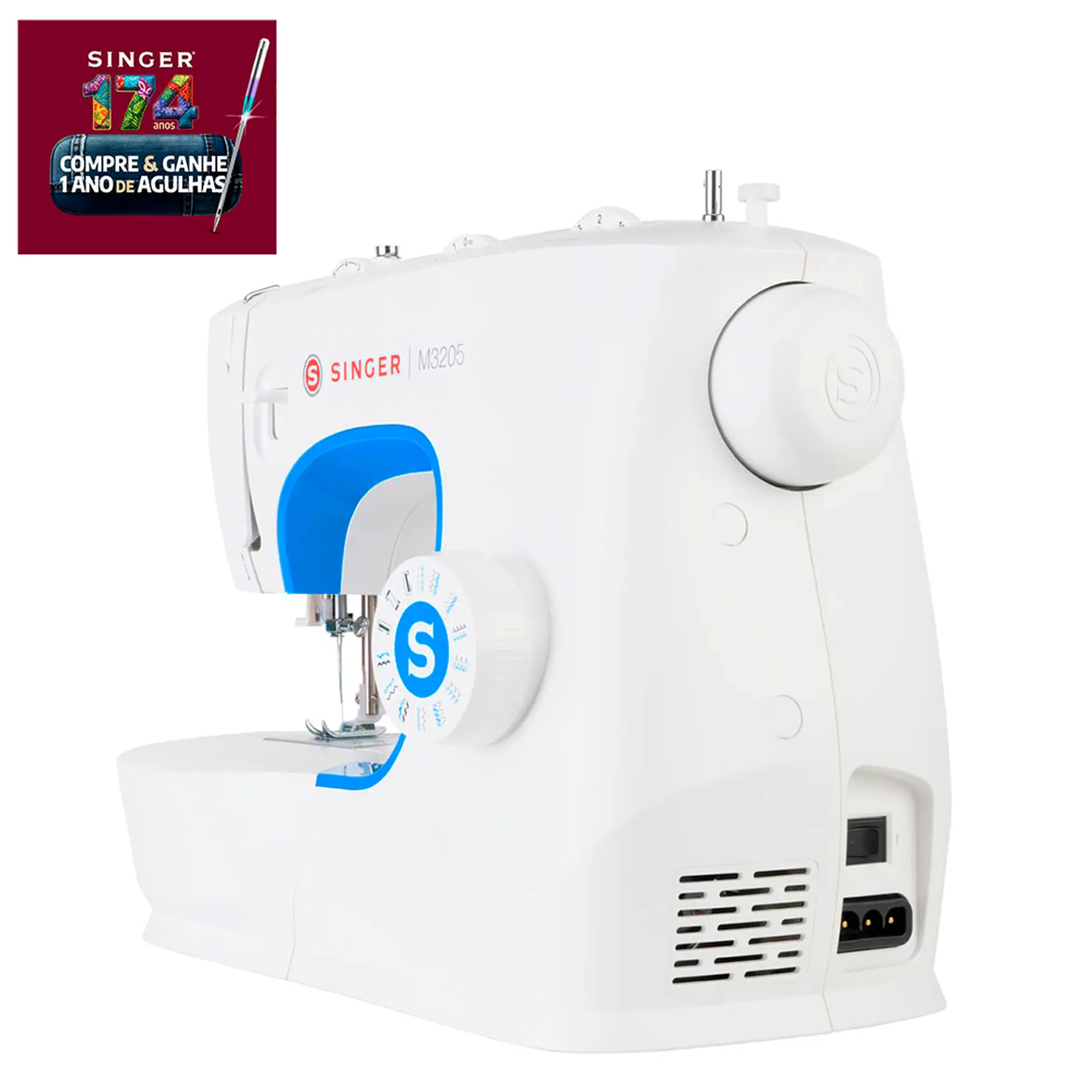 Máquina de Costura Singer M3205 23 Pontos com Passador de Linha - Branco - 220 Volts