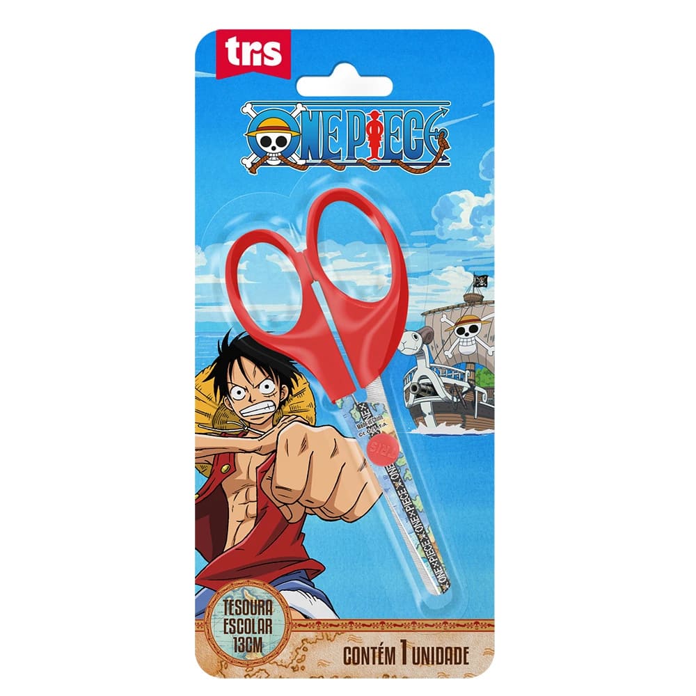 Tesoura Escolar TRIS One Piece Lâmina Decorada 13cm