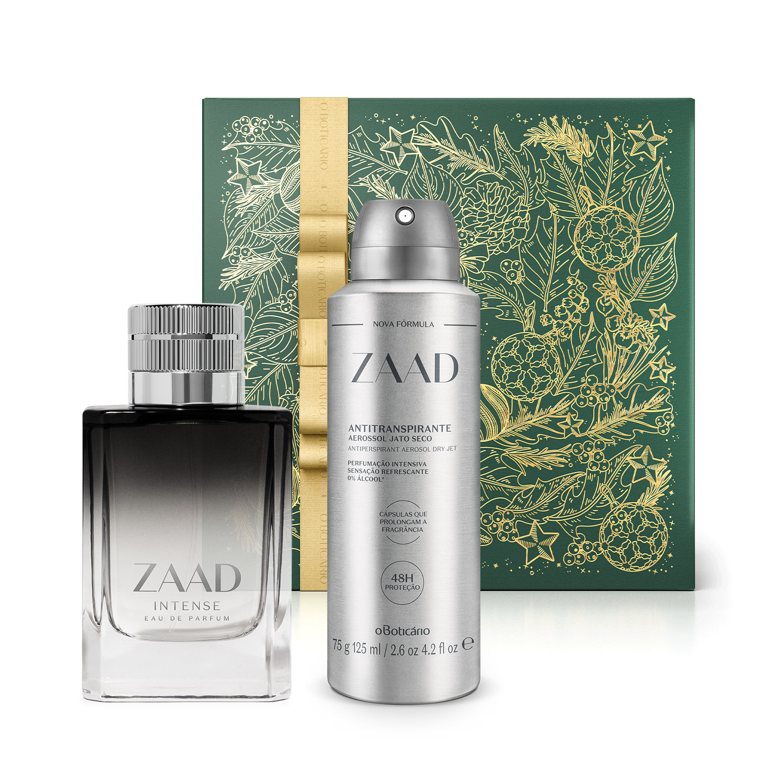 Combo Presente Zaad: Intense Eau De Parfum 95ml + Desodorante Antitranspirante Aerossol 75g/125ml + Caixa Presenteável