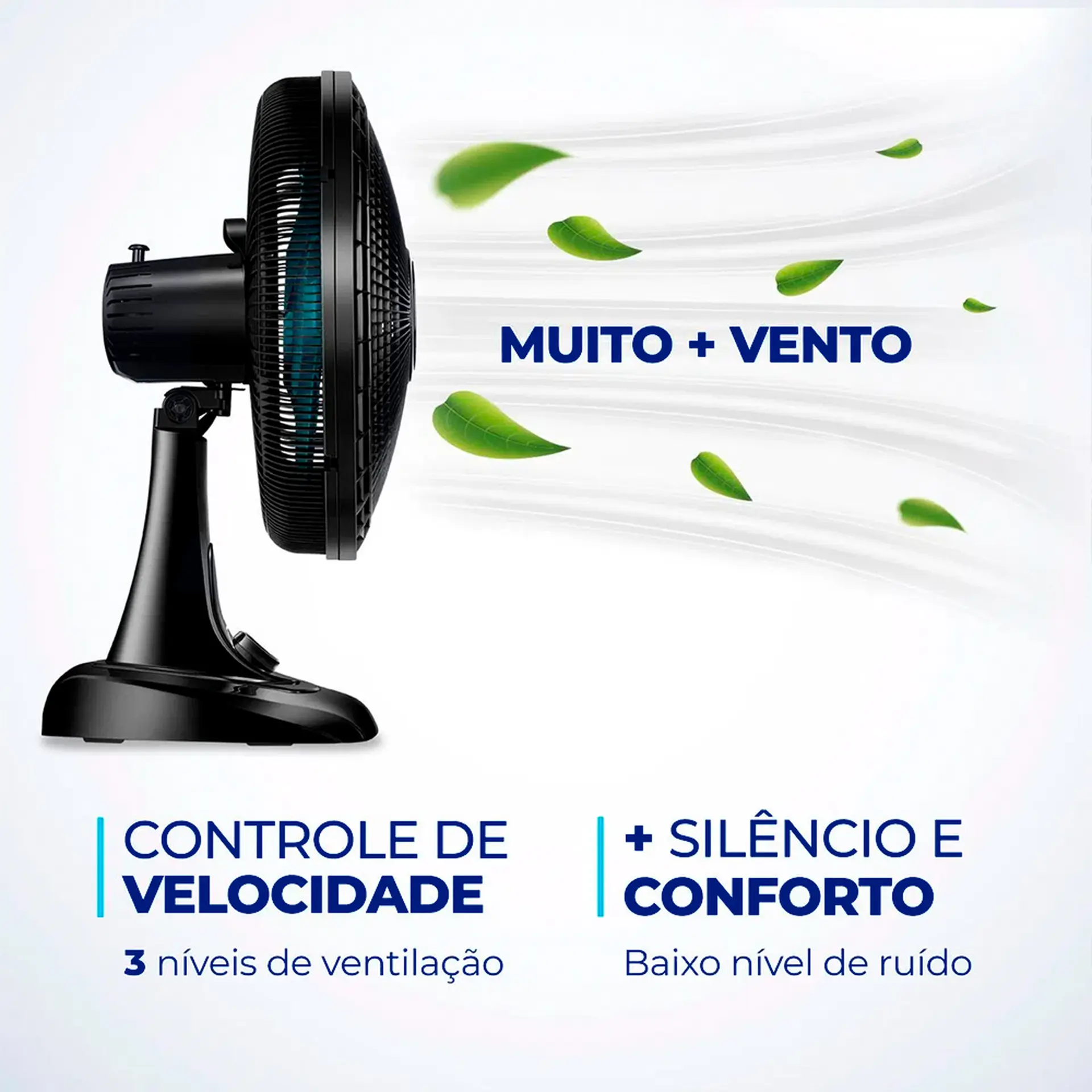 Ventilador de Mesa Mondial Super Power 40cm 6 Pás 3 Velocidades VSP-40-AP - Preto/Azul - 110 Volts