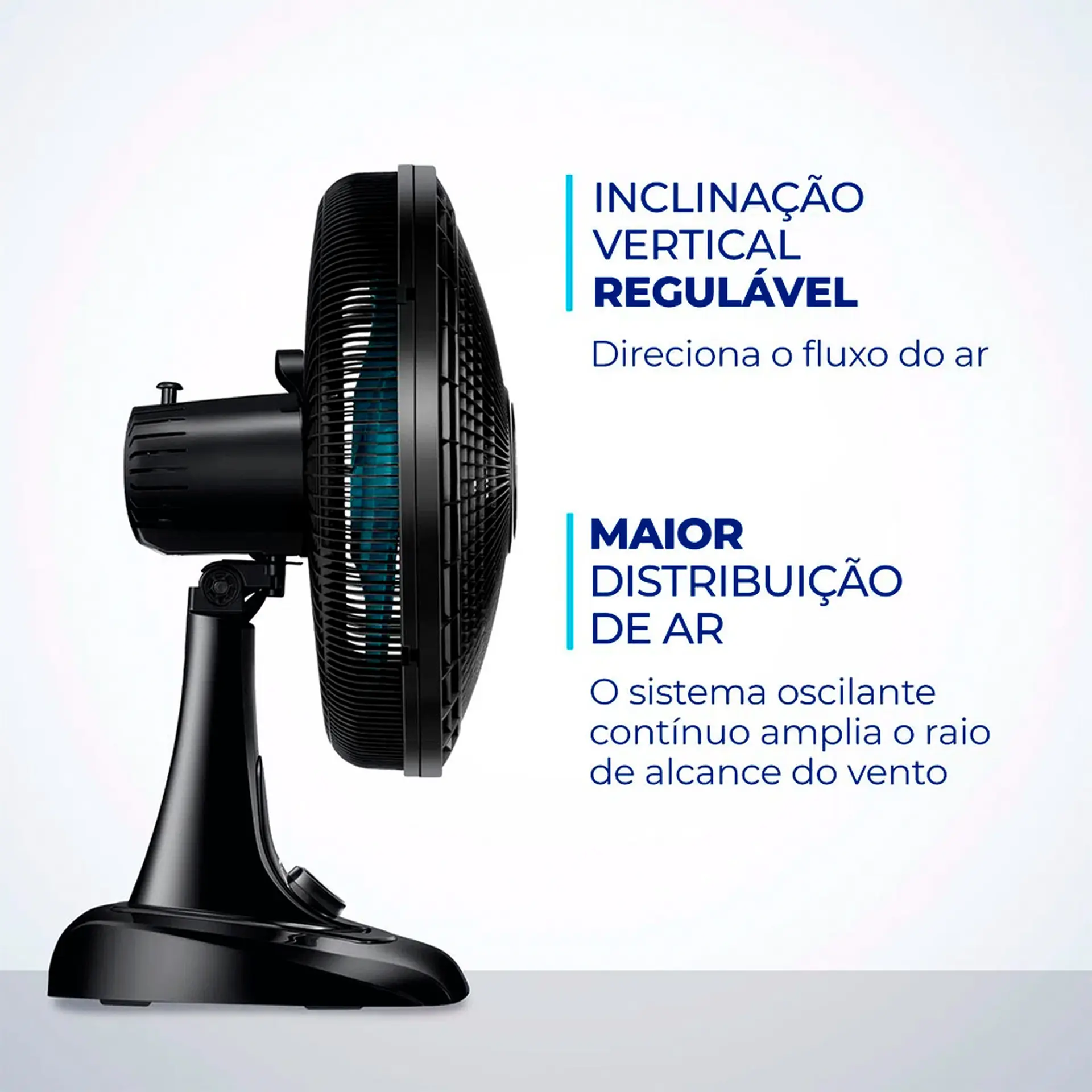 Ventilador de Mesa Mondial Super Power 40cm 6 Pás 3 Velocidades VSP-40-AP - Preto/Azul - 110 Volts
