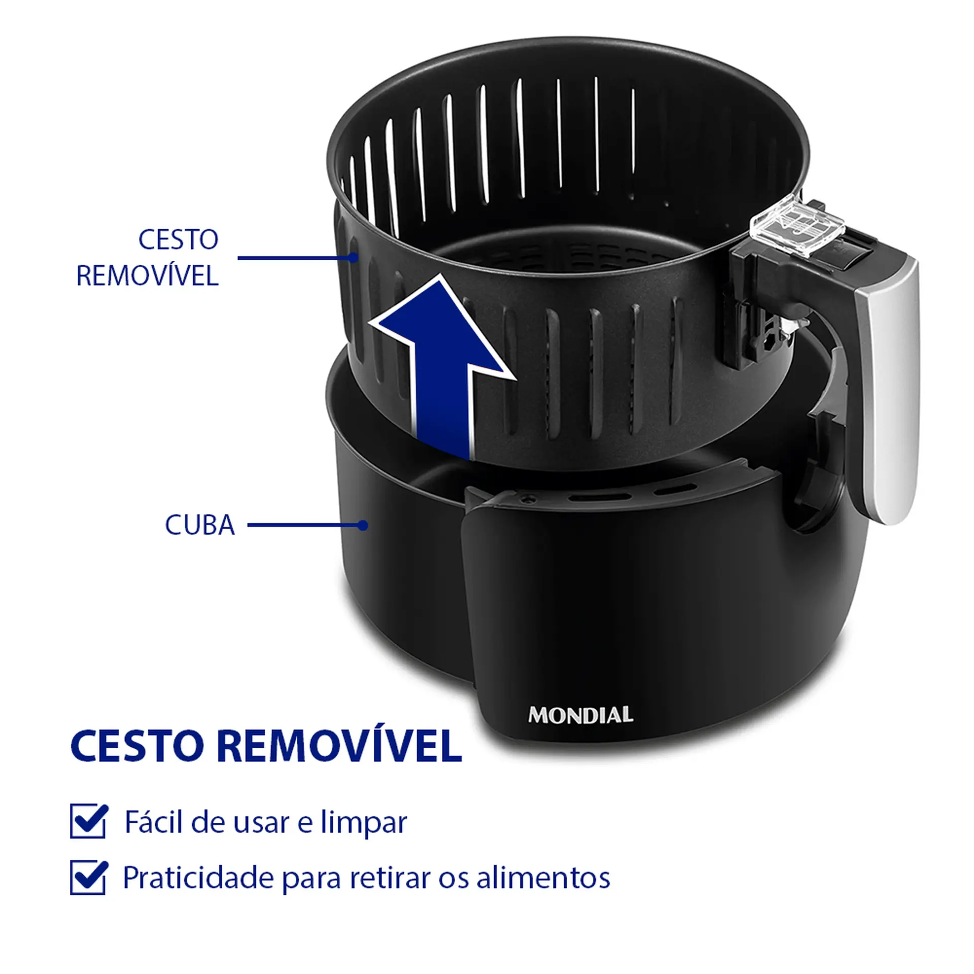Fritadeira Elétrica Air Fryer Mondial Pratic AF-34 3,2L 1200W com Timer - Preto - 220 Volts