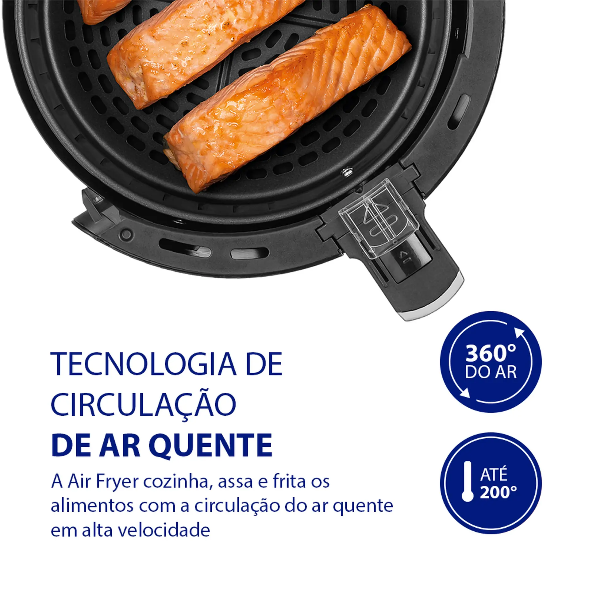 Fritadeira Elétrica Air Fryer Mondial Pratic AF-34 3,2L 1200W com Timer - Preto - 220 Volts