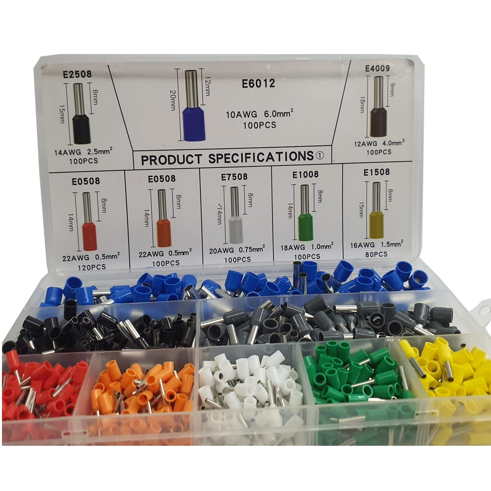 Kit Terminais Tubular Ilhos 8 Modelos Next Trading 800 Unidades 4182