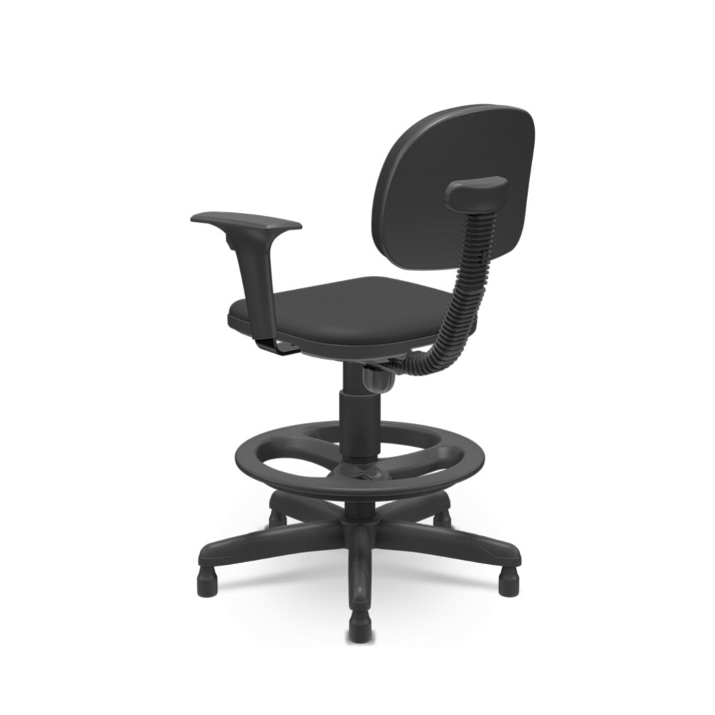 Cadeira Giratória para Caixa com Braço Slim Operativa Tecido PP Preto Plaxmetal - 60010123