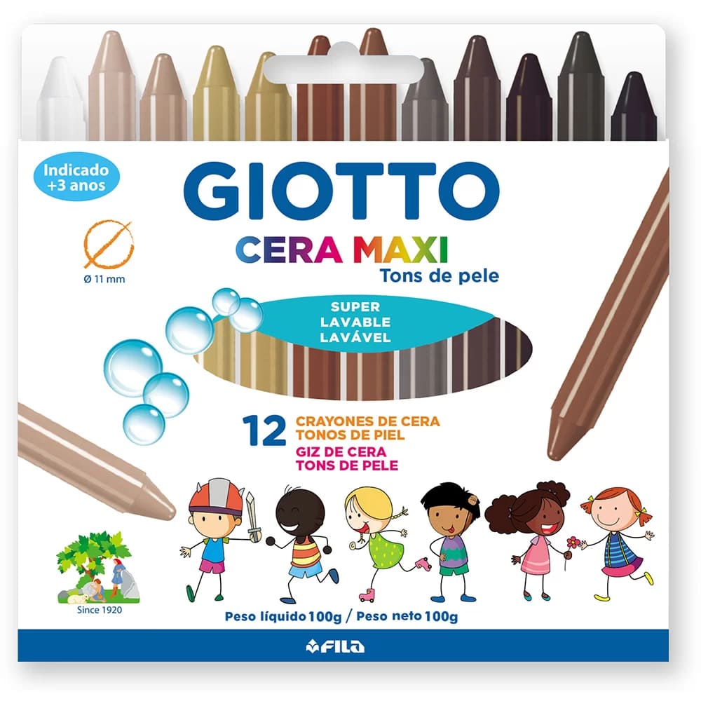 Giz de Cera Giotto Maxi Tons Pele 12 Cores