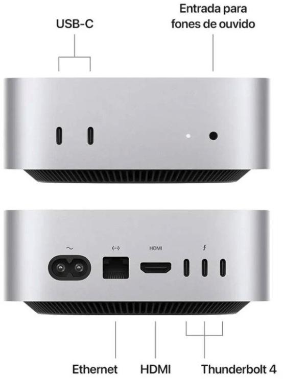 Mac Mini PC Apple Chip M4 16 GB RAM 256 GB SSD Prateado