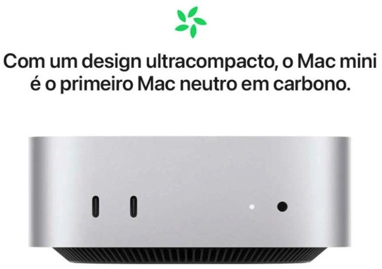 Mac Mini PC Apple Chip M4 16 GB RAM 256 GB SSD Prateado