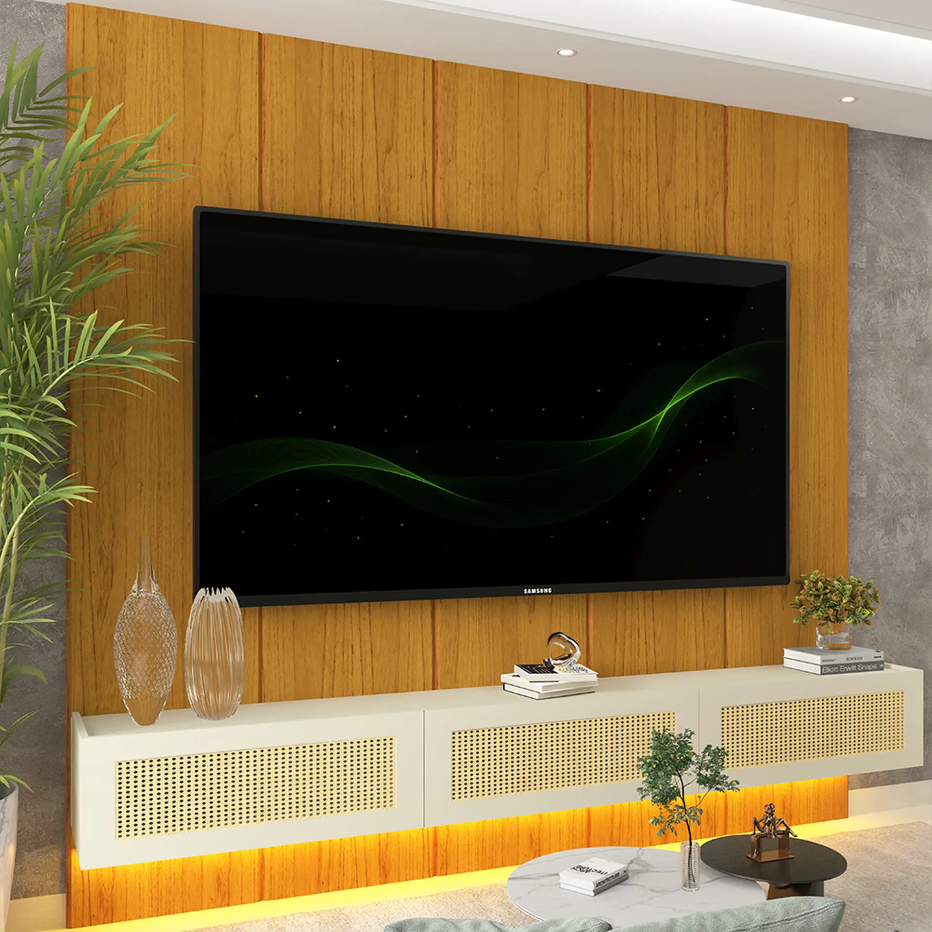 Painel para TV até 90" Realce Native 220 Gelius - Naturale/Off White