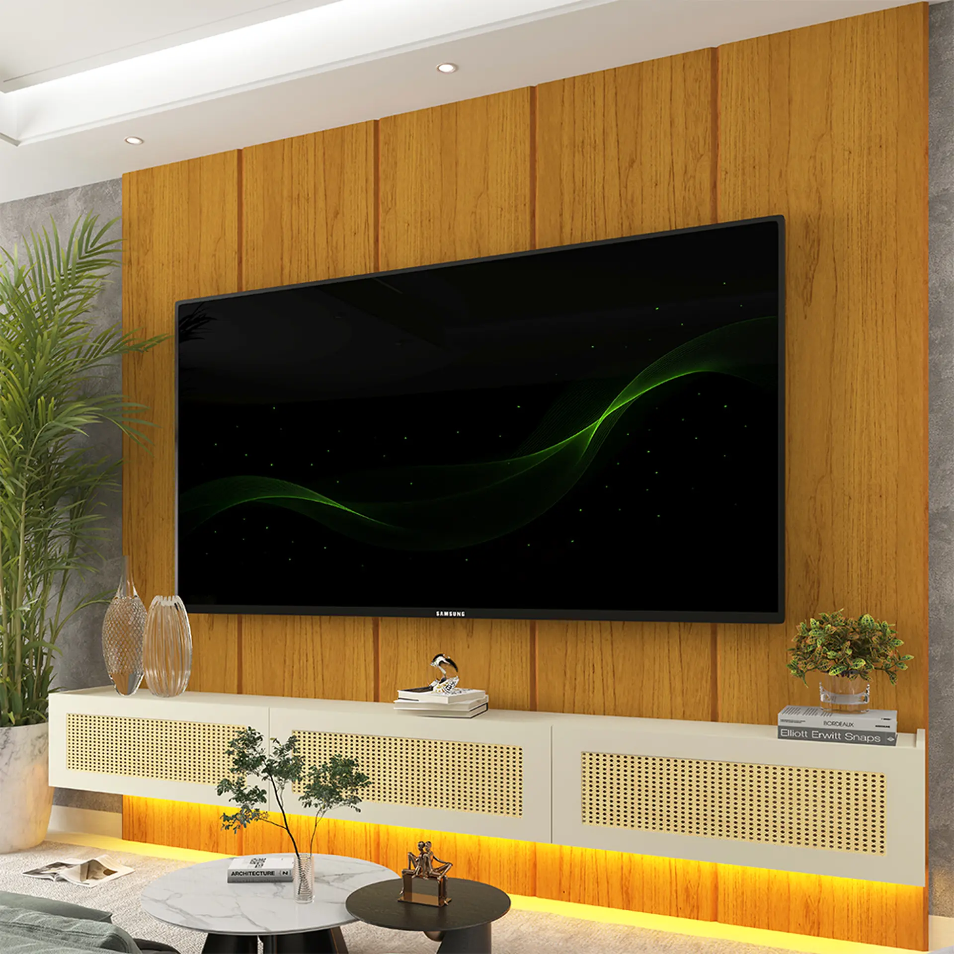 Painel para TV até 90" Realce Native 220 Gelius - Naturale/Off White