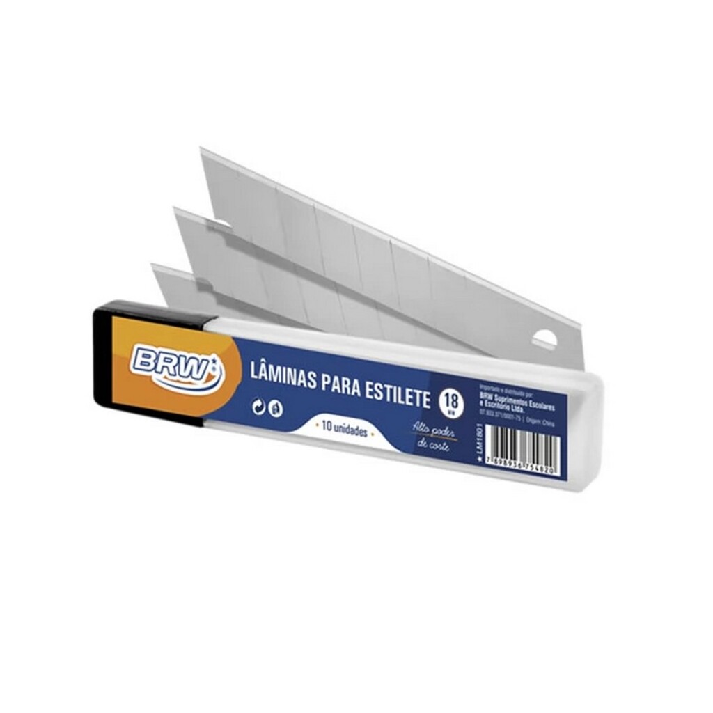 Lâmina para Estilete 18mm Brw Blister com 10 Unidades - LM1801