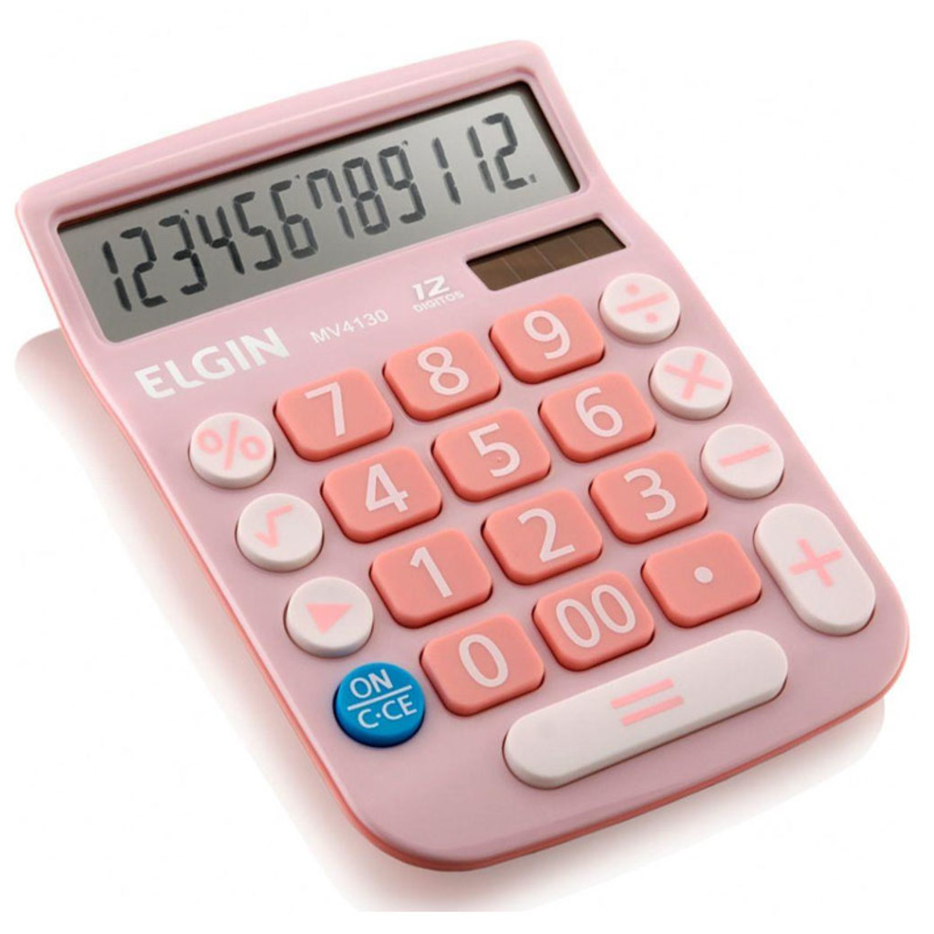 Calculadora Eletrônica de Mesa 12 Dígitos Rosa Elgin - MV-4130 - Unitário