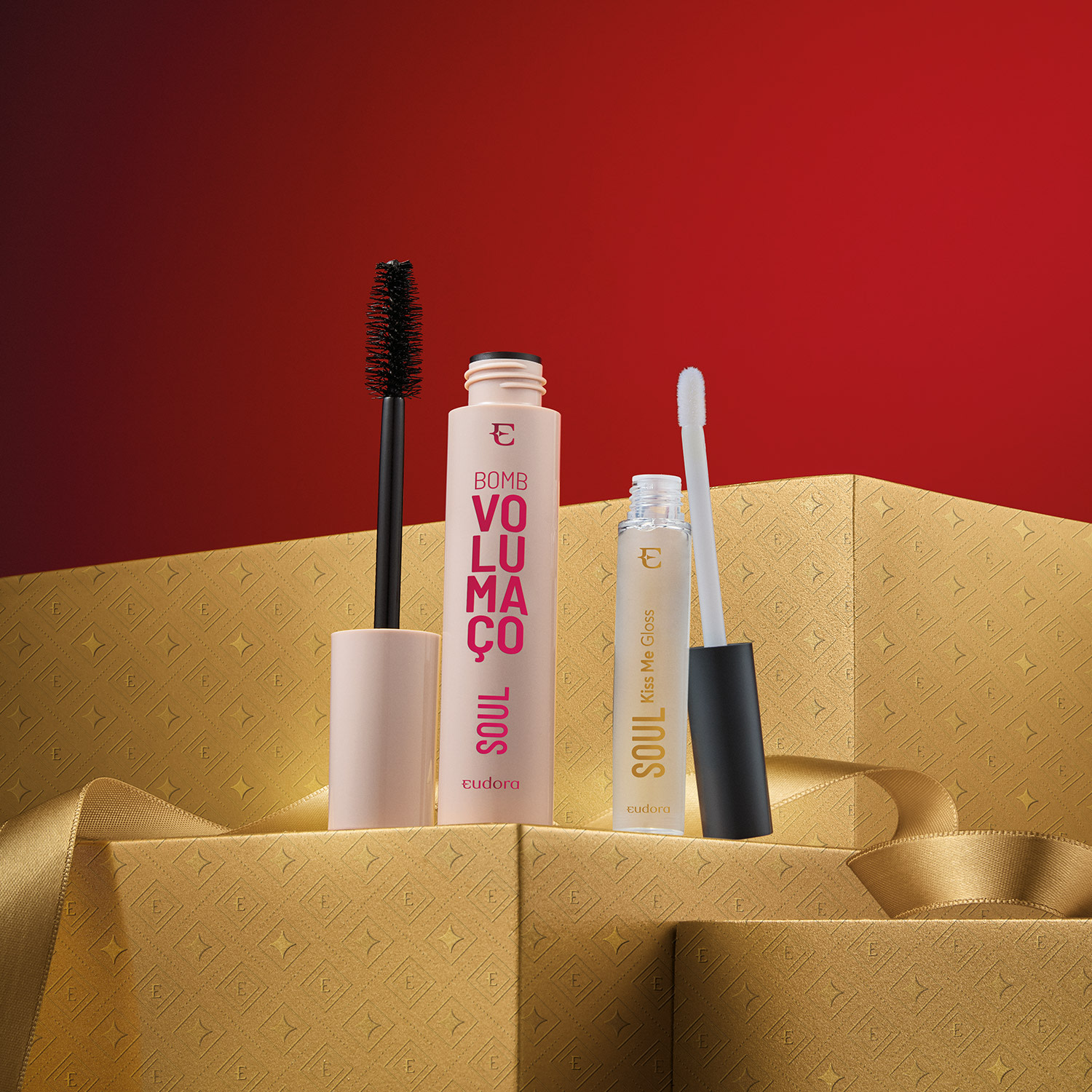 Kit Presente SOUL: Gloss Labial Incolor 5,2ml + Máscara de Cílios BOMB Volumaço 10g