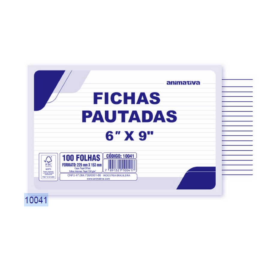 Ficha Pautada Nº2 6 X 9 100 Fls 229 x 153mm  Frente/Verso 100 Unidades São Domingos 10041