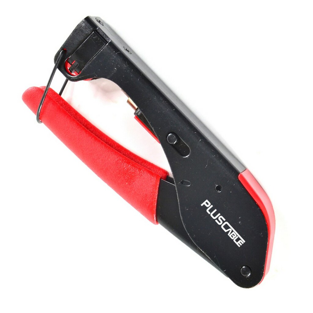Alicate Compressão para Crimpar LT-C50 RG-59 e RG-6  Preto/Vermelho Pluscable