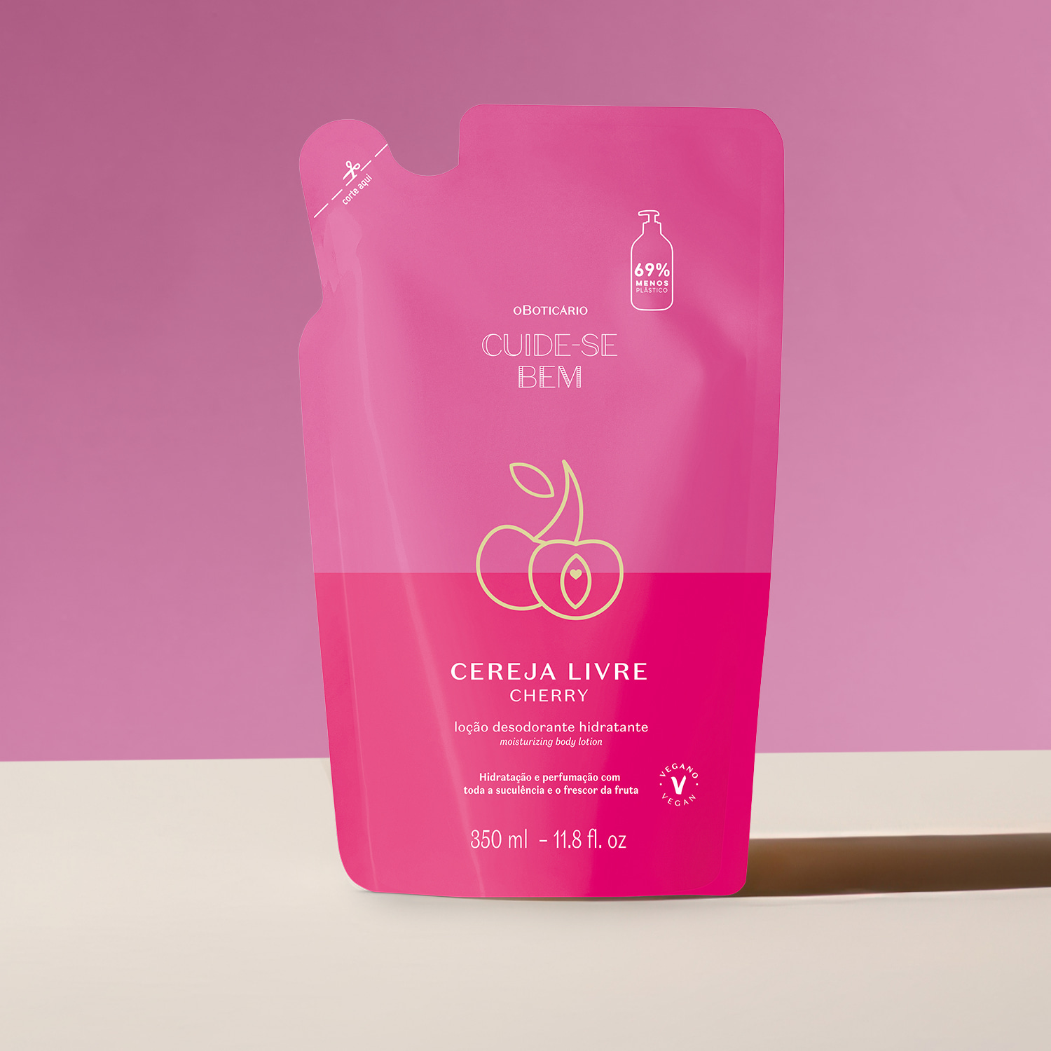 Refil Loção Hidratante Desodorante Corporal Cuide-se Bem Cereja Livre 350ml
