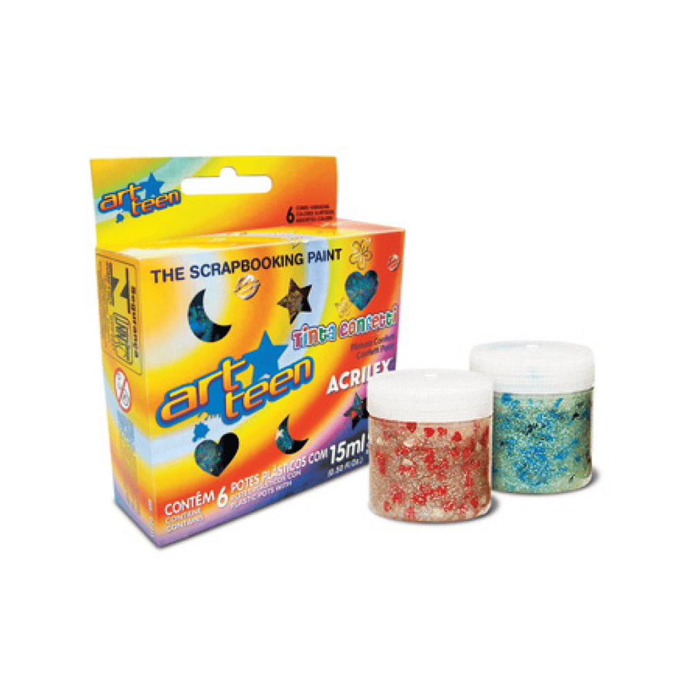 Tinta Confetti Acrilex 15 ML 6 em 1