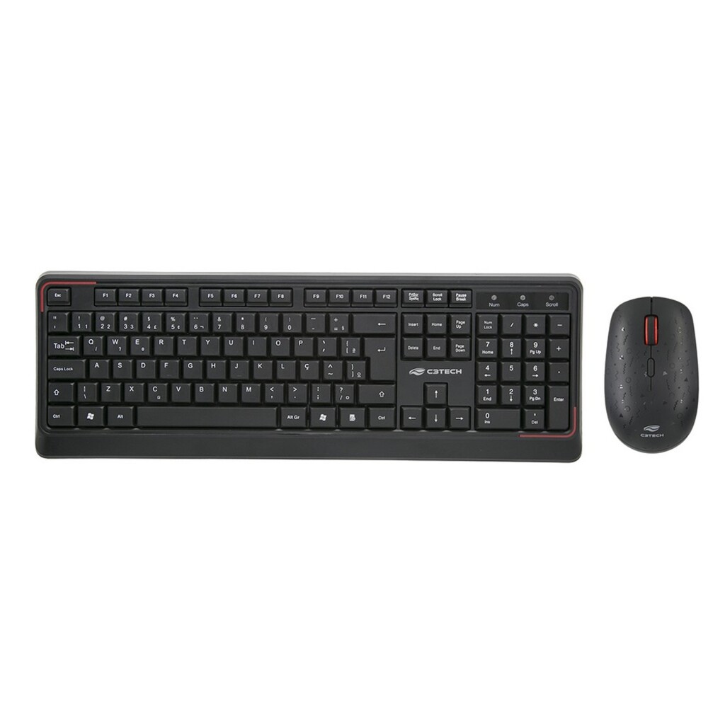 Kit Teclado + Mouse sem Fio C3Tech 1600dpi Preto - K-W70BK