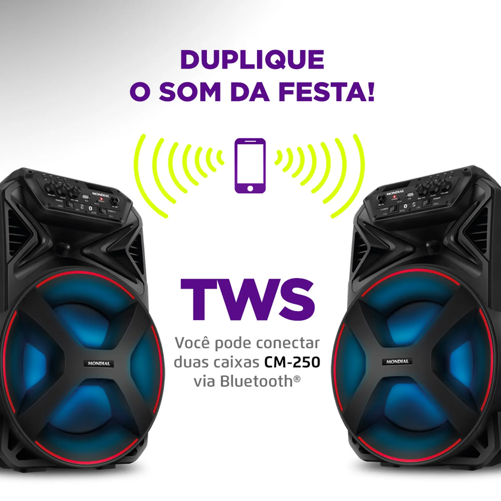 Caixa de Som Amplificada Mondial CM-250 250W RMS Bluetooth